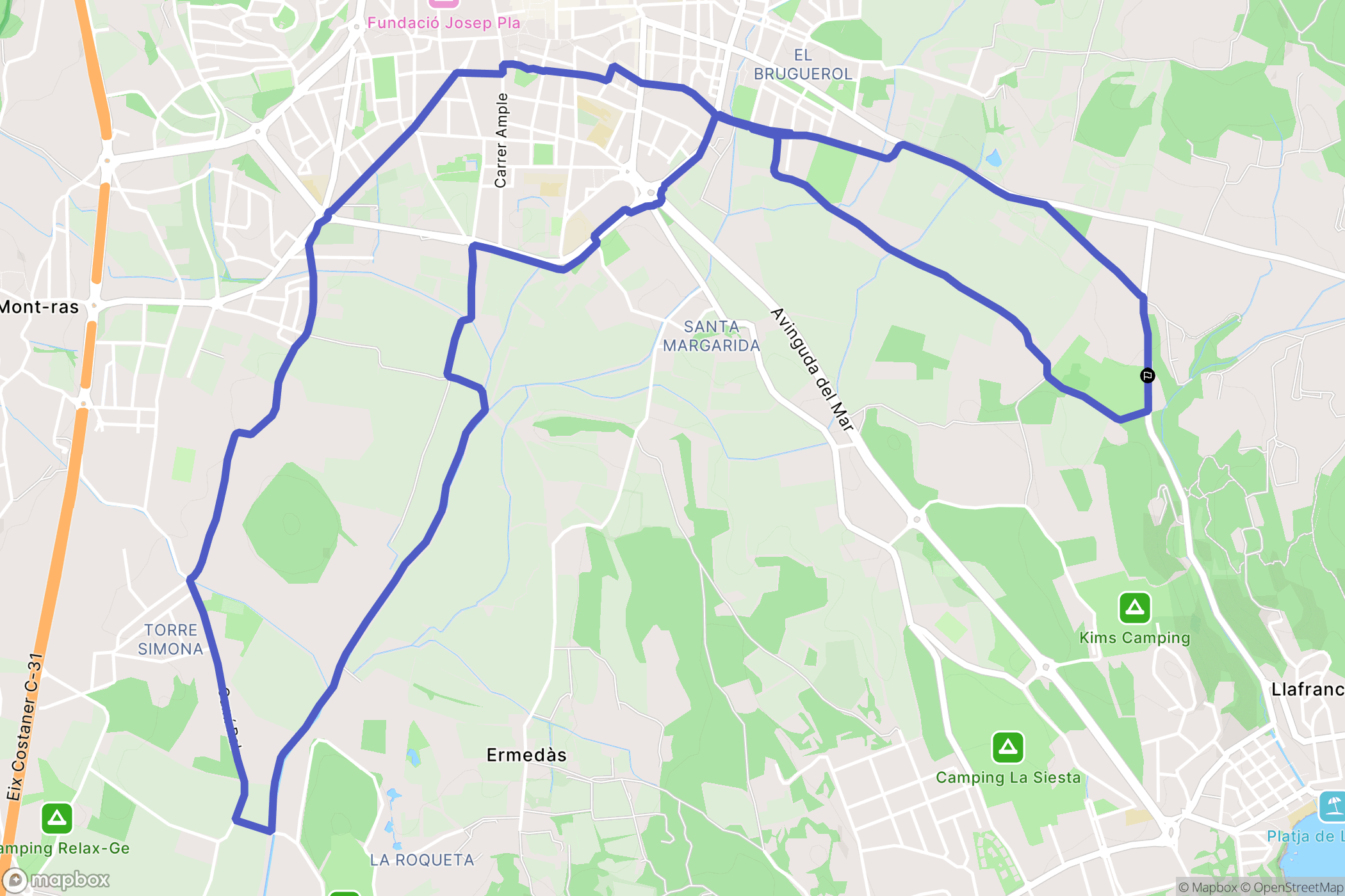 Palafrugell : carte du parcours de randonnée - Spain