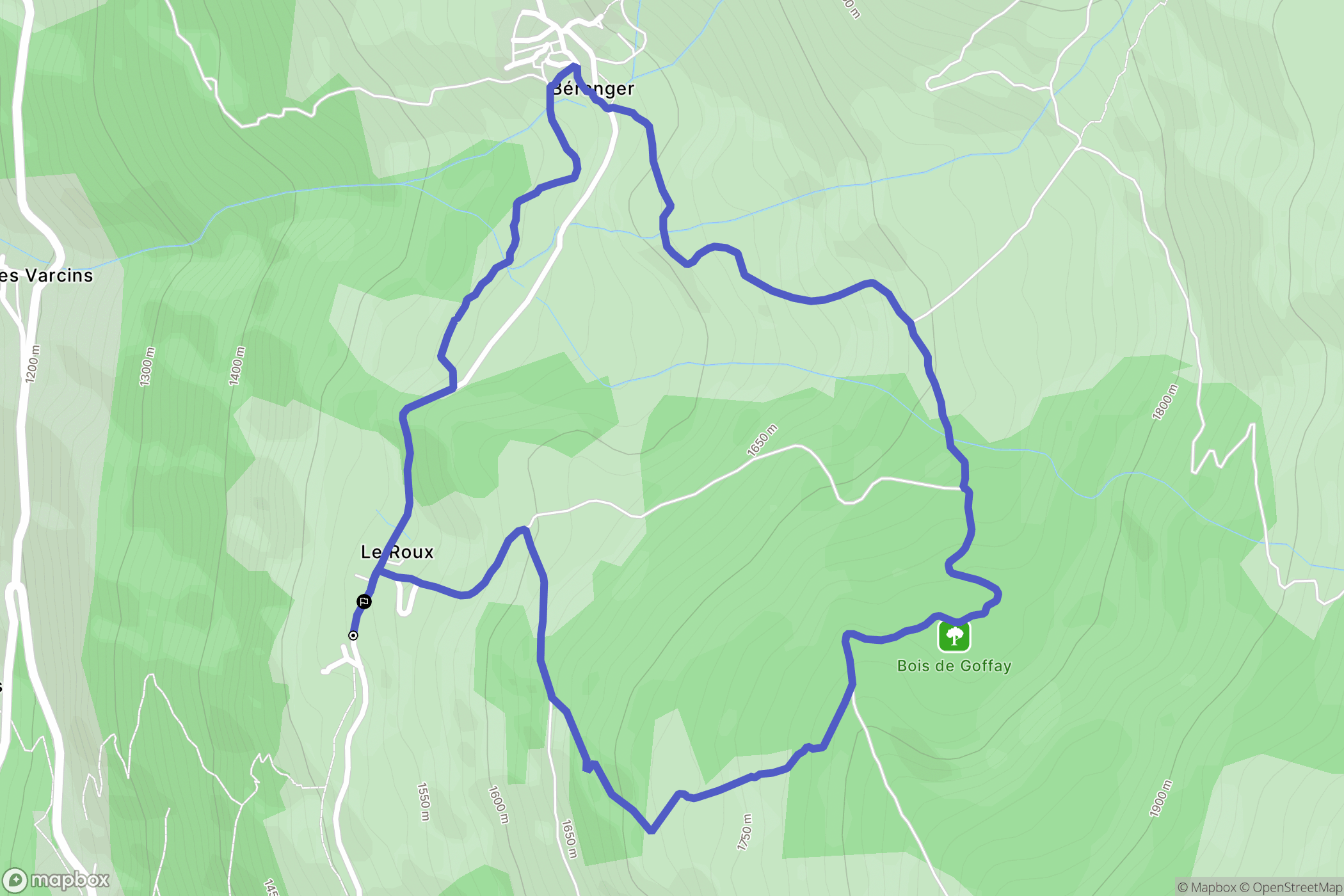 Les Belleville : carte du parcours de randonnée - France