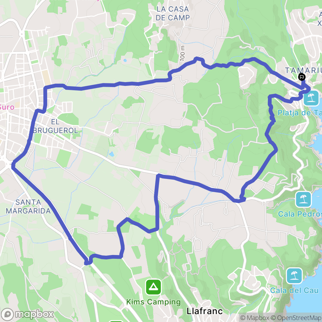 Tamariu : carte du parcours de randonnée - Spain