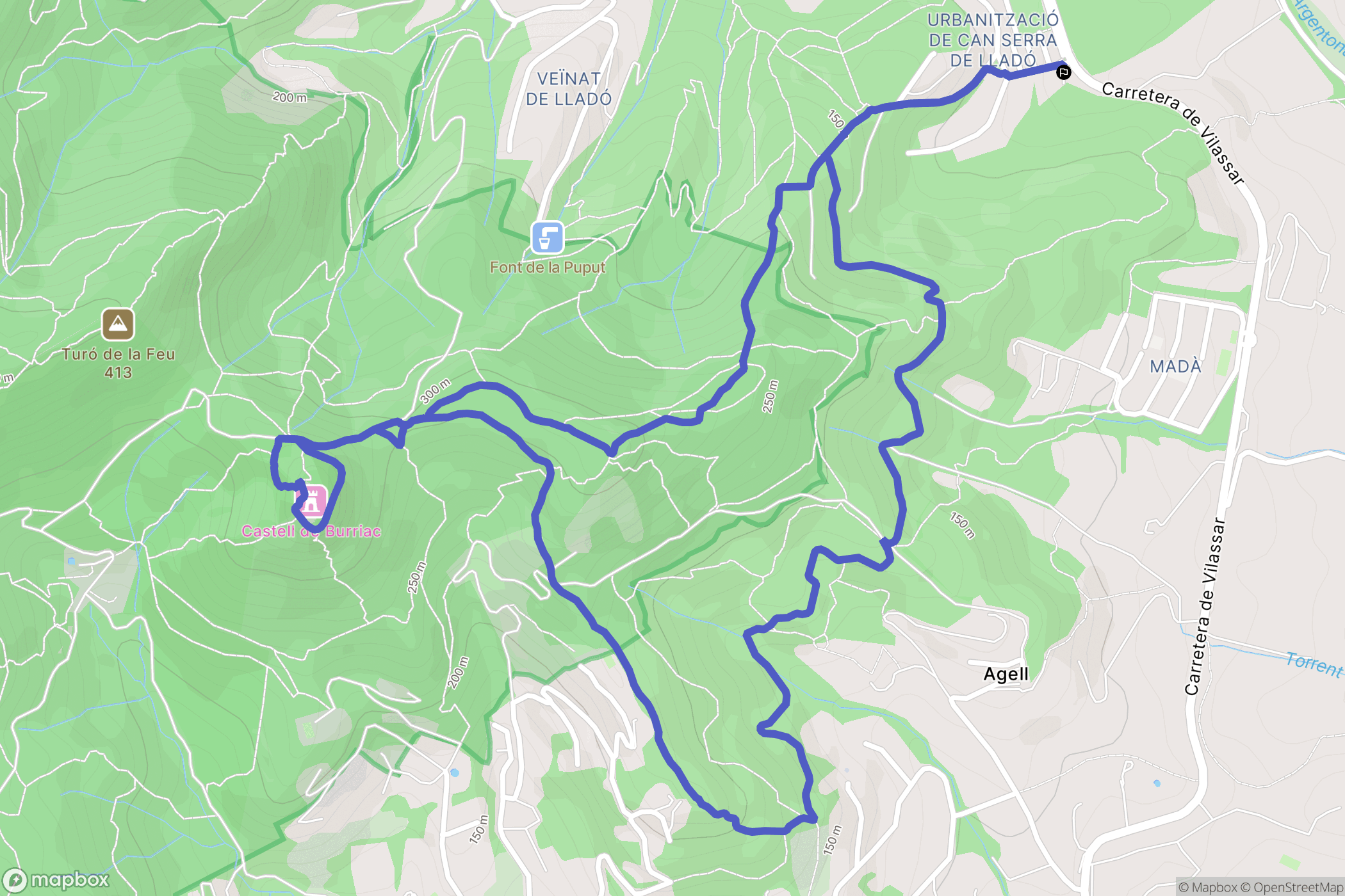 Argentona : carte du parcours de randonnée - Spain