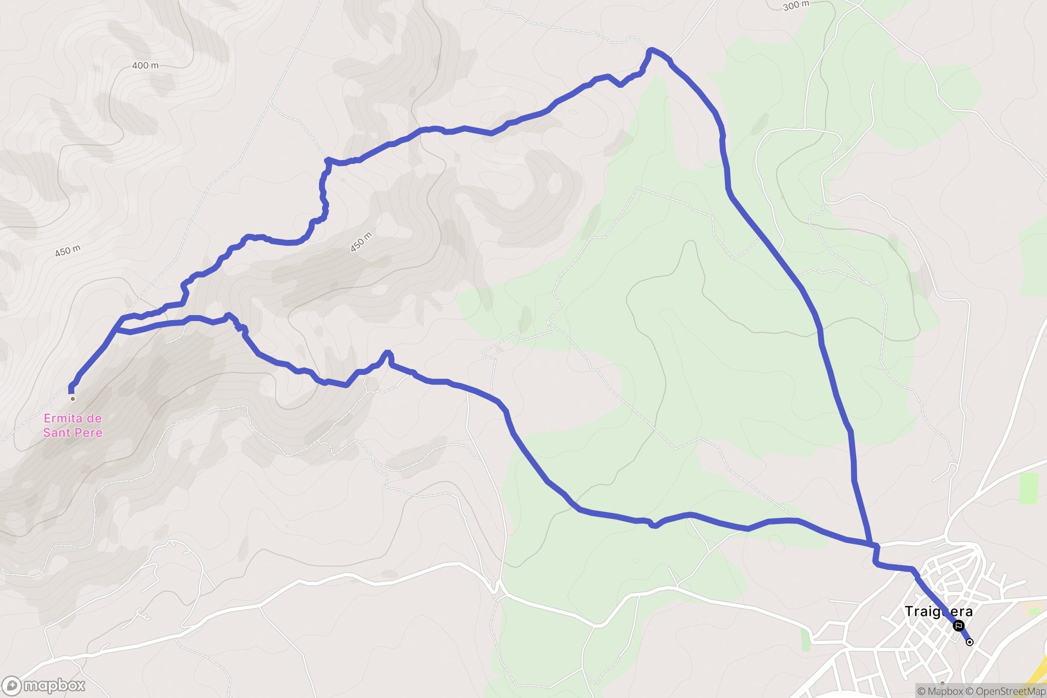 Traiguera : carte du parcours de randonnée - Spain