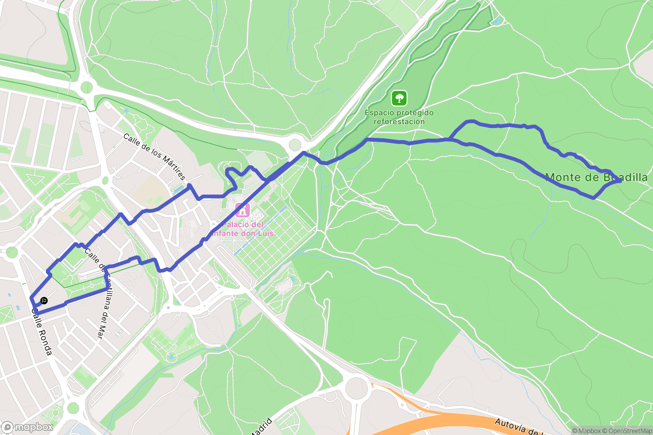 Boadilla del Monte : carte du parcours de randonnée - Spain