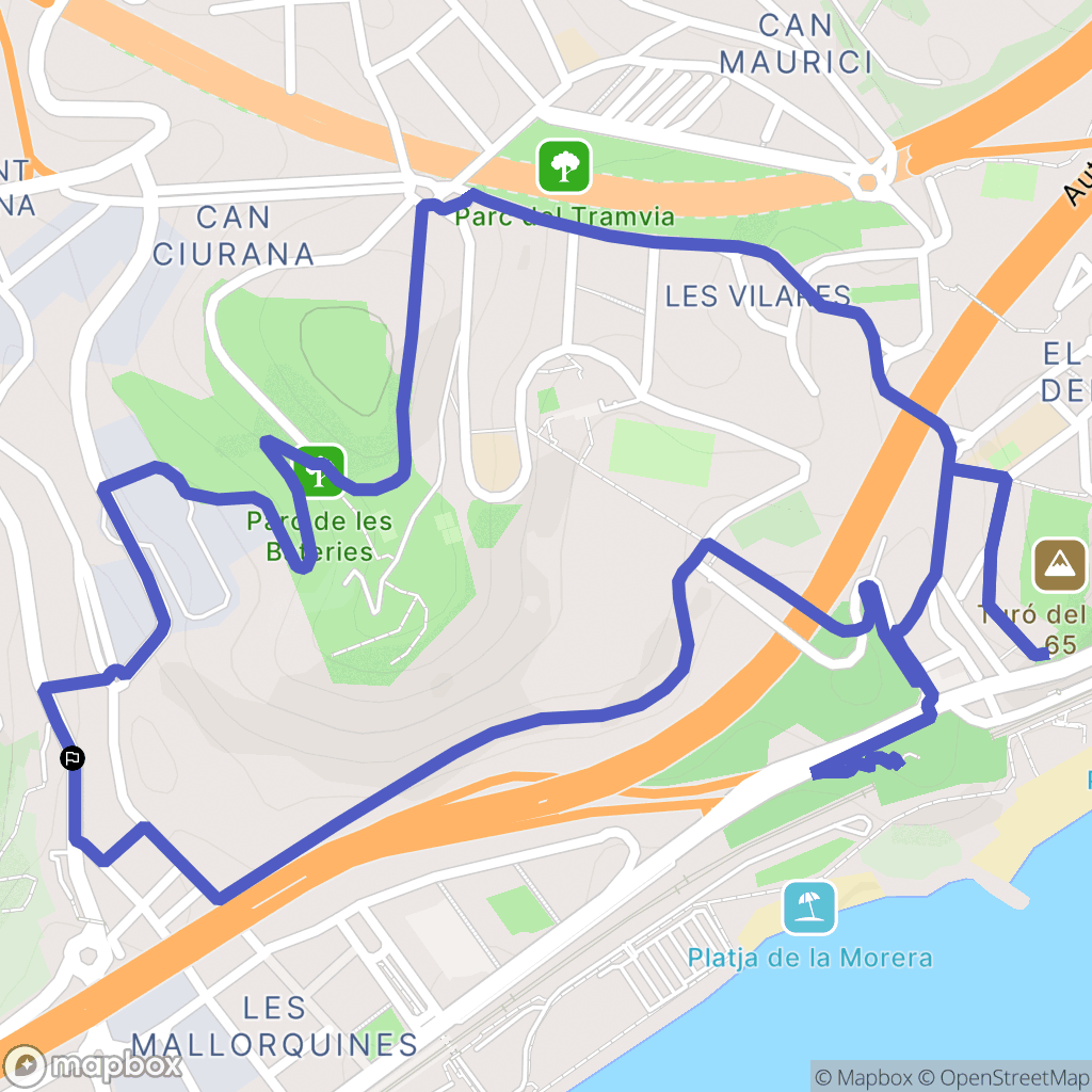 Montgat : carte du parcours de randonnée - Spain