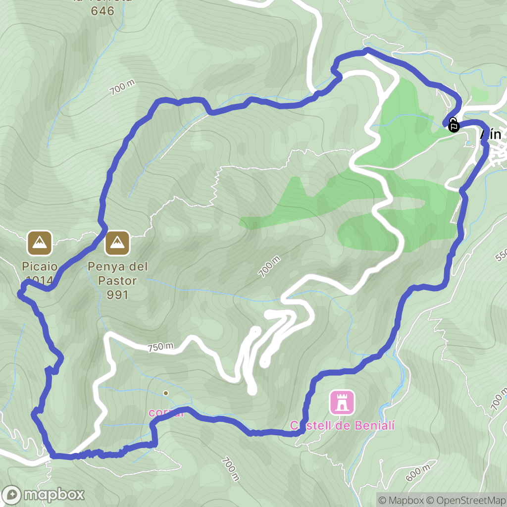 Aín : carte du parcours de randonnée - Spain