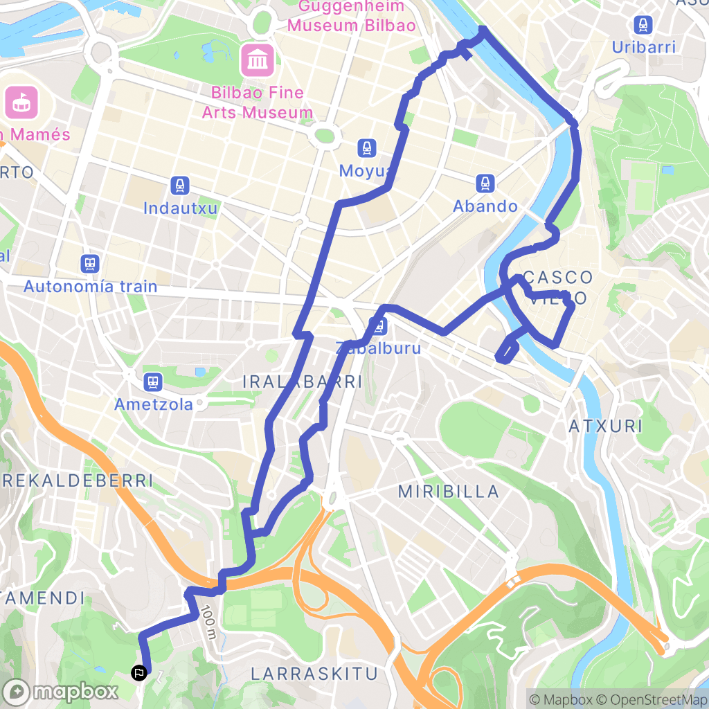 Bilbao : carte du parcours de randonnée - Spain