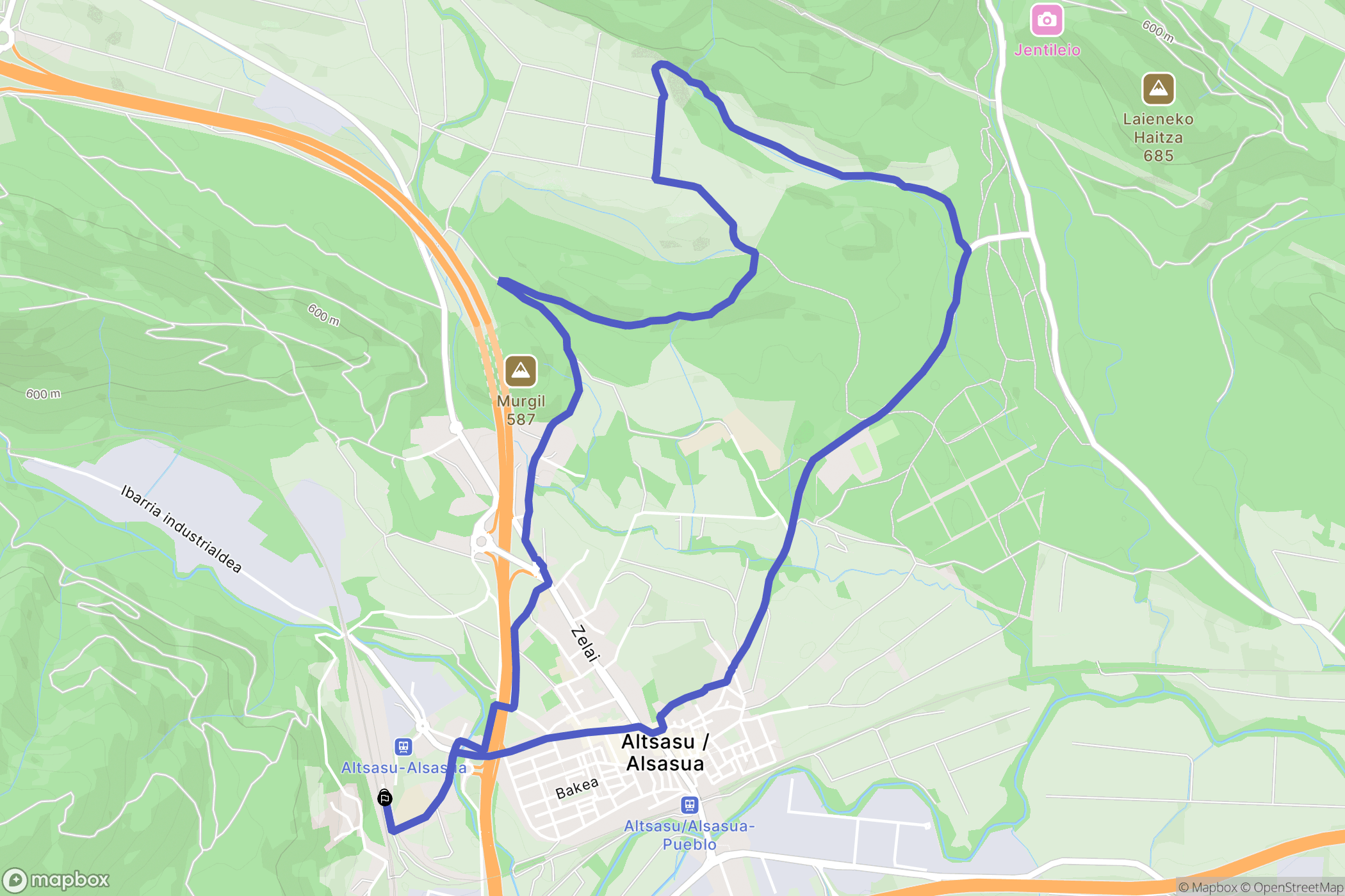 Altsasu : carte du parcours de randonnée - Spain