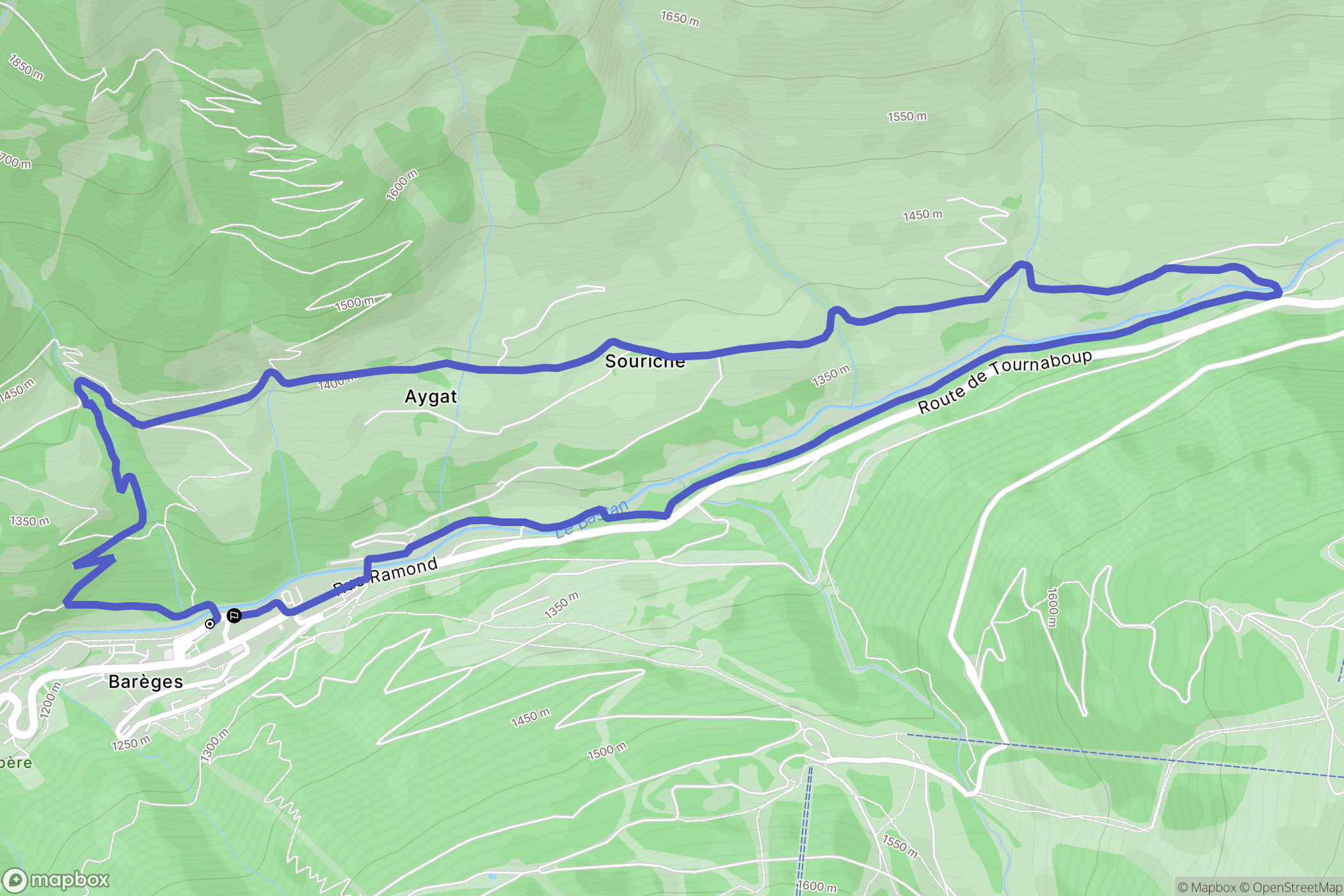 Barèges : carte du parcours de randonnée - France
