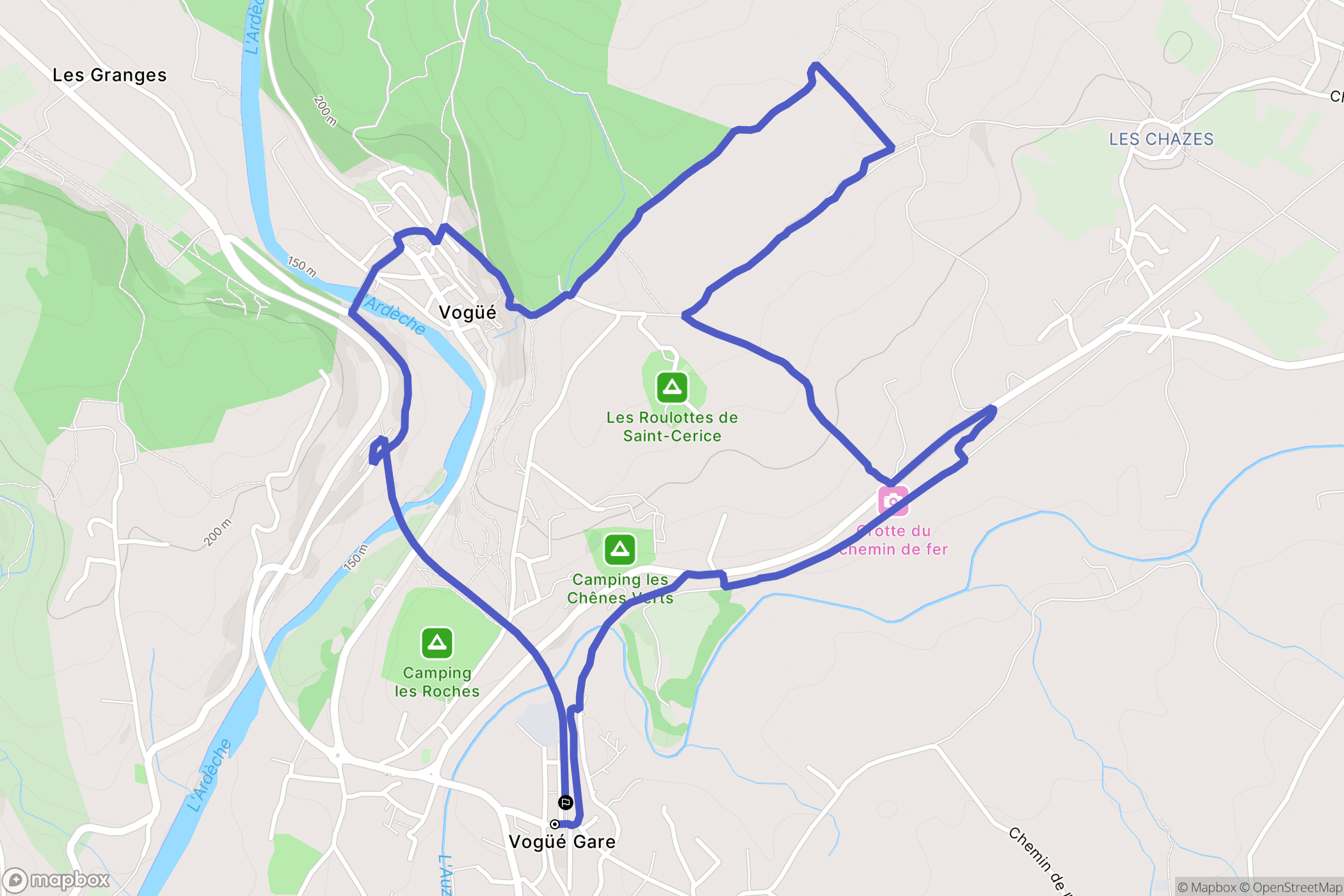 Vogüé : carte du parcours de randonnée - France