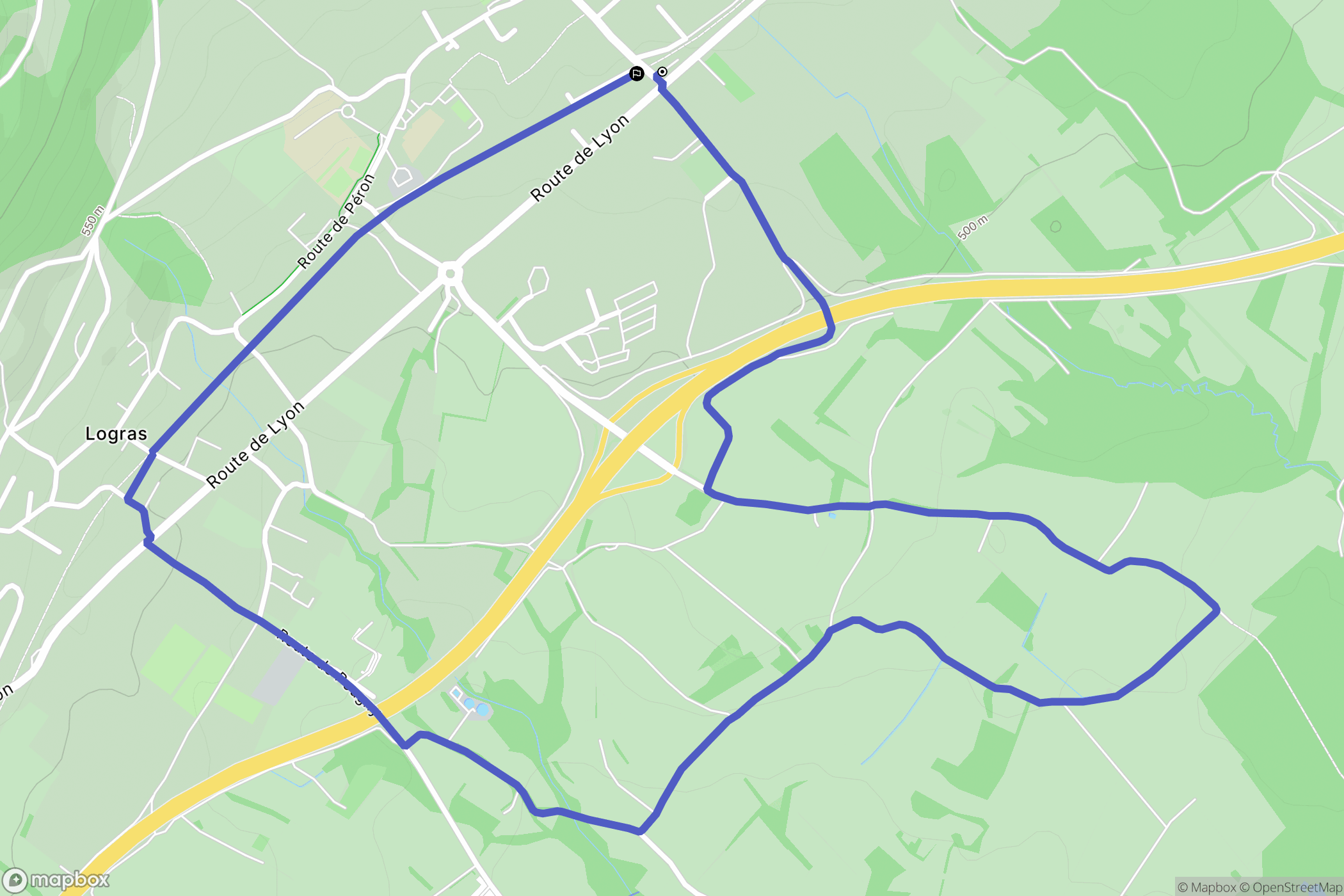 Péron : carte du parcours de randonnée - France