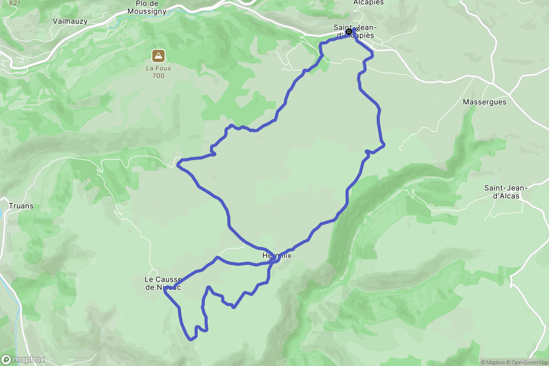 Saint-Jean-d'Alcapiès : carte du parcours de randonnée - France