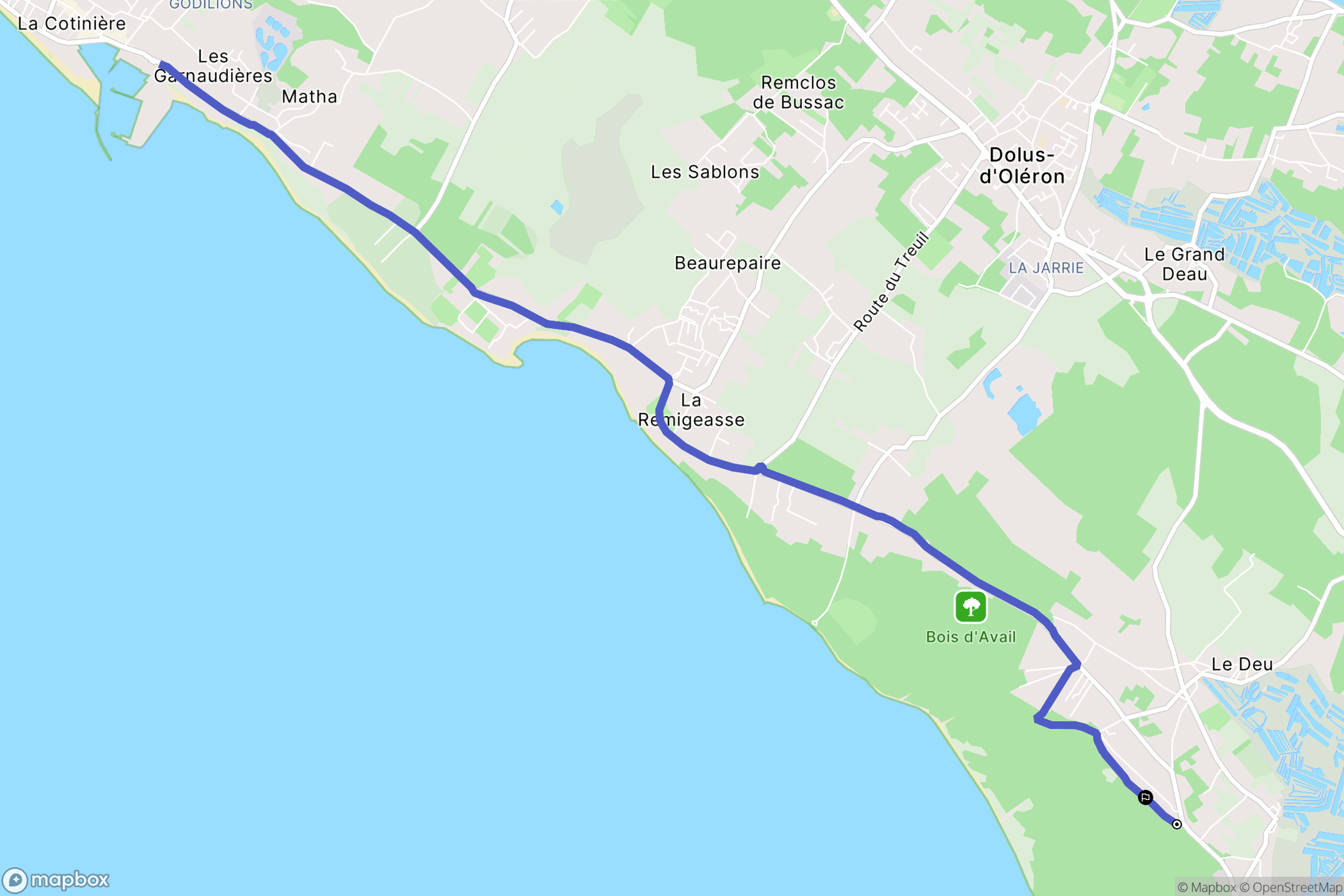 Le Grand-Village-Plage : carte du parcours de randonnée - France