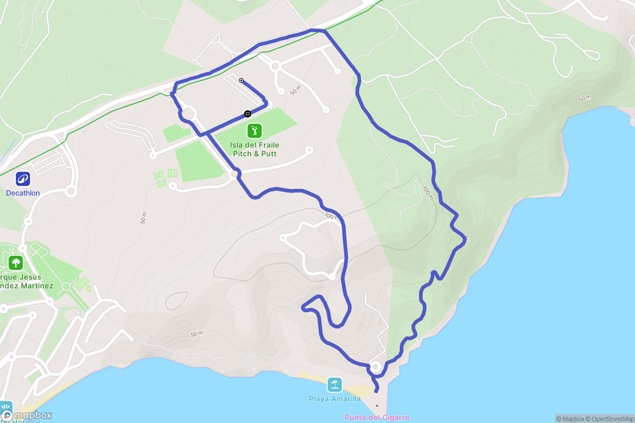 Águilas : carte du parcours de randonnée - Spain
