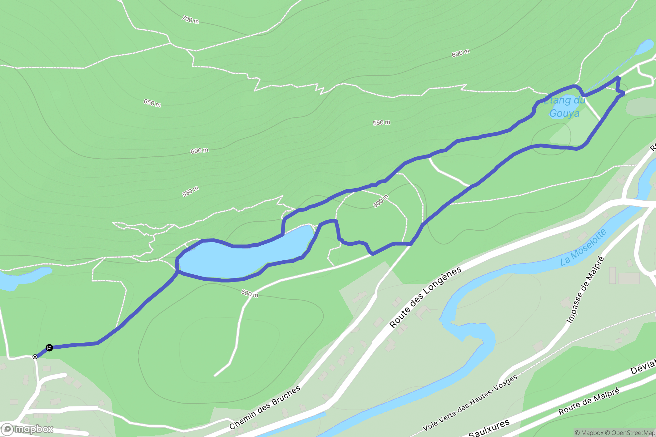 Saulxures-sur-Moselotte : carte du parcours de randonnée - France