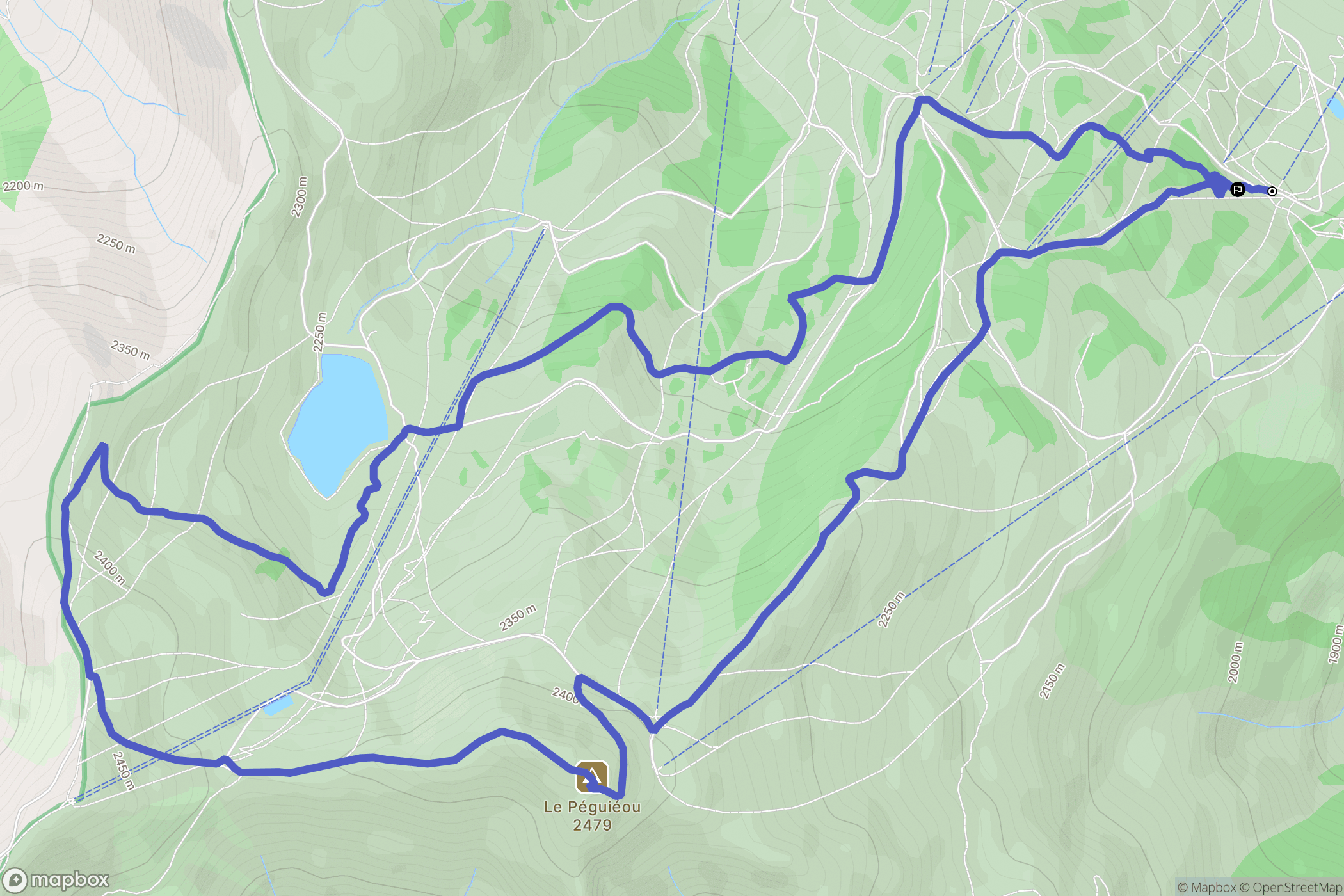 Uvernet-Fours : carte du parcours de randonnée - France
