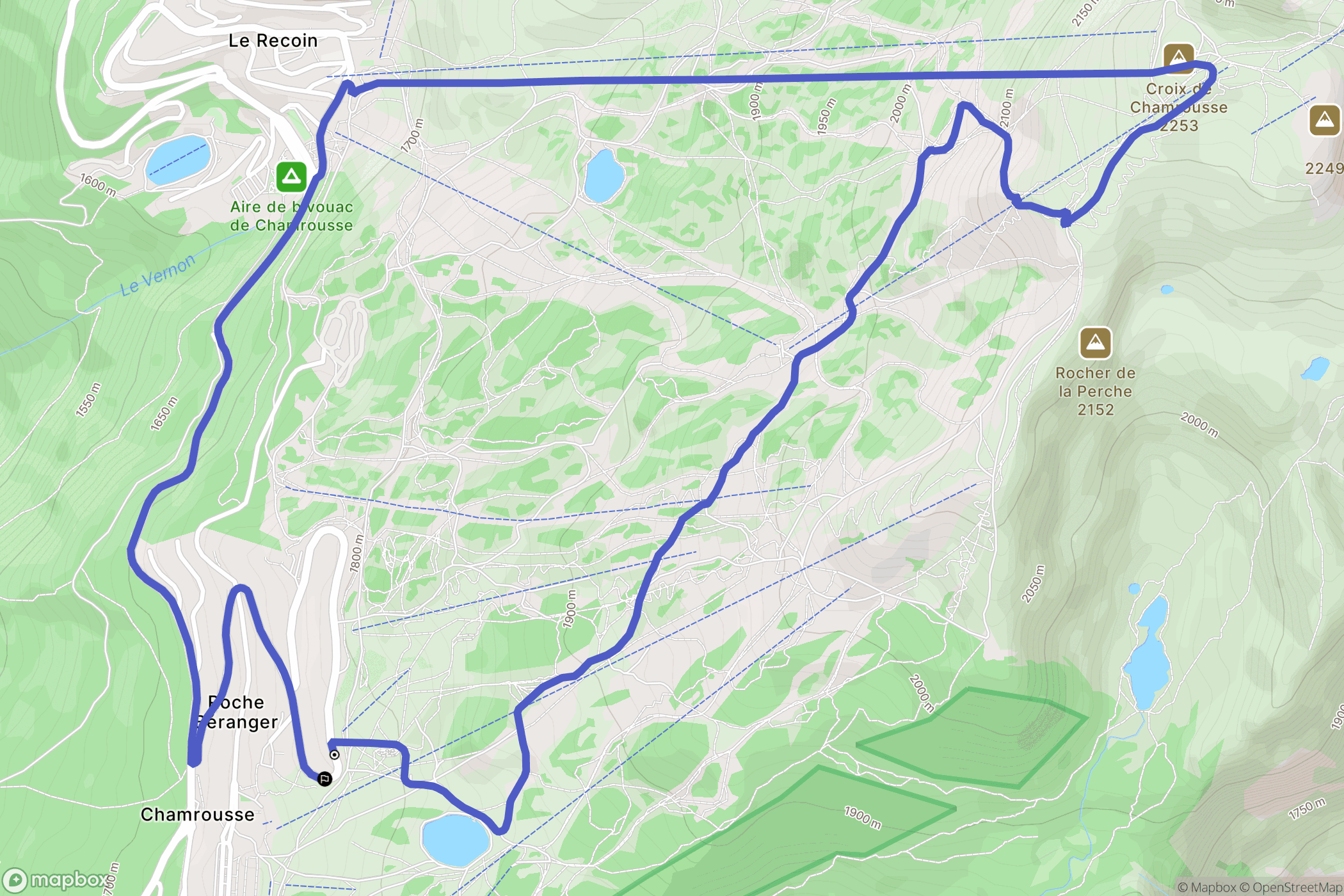 Chamrousse : carte du parcours de randonnée - France