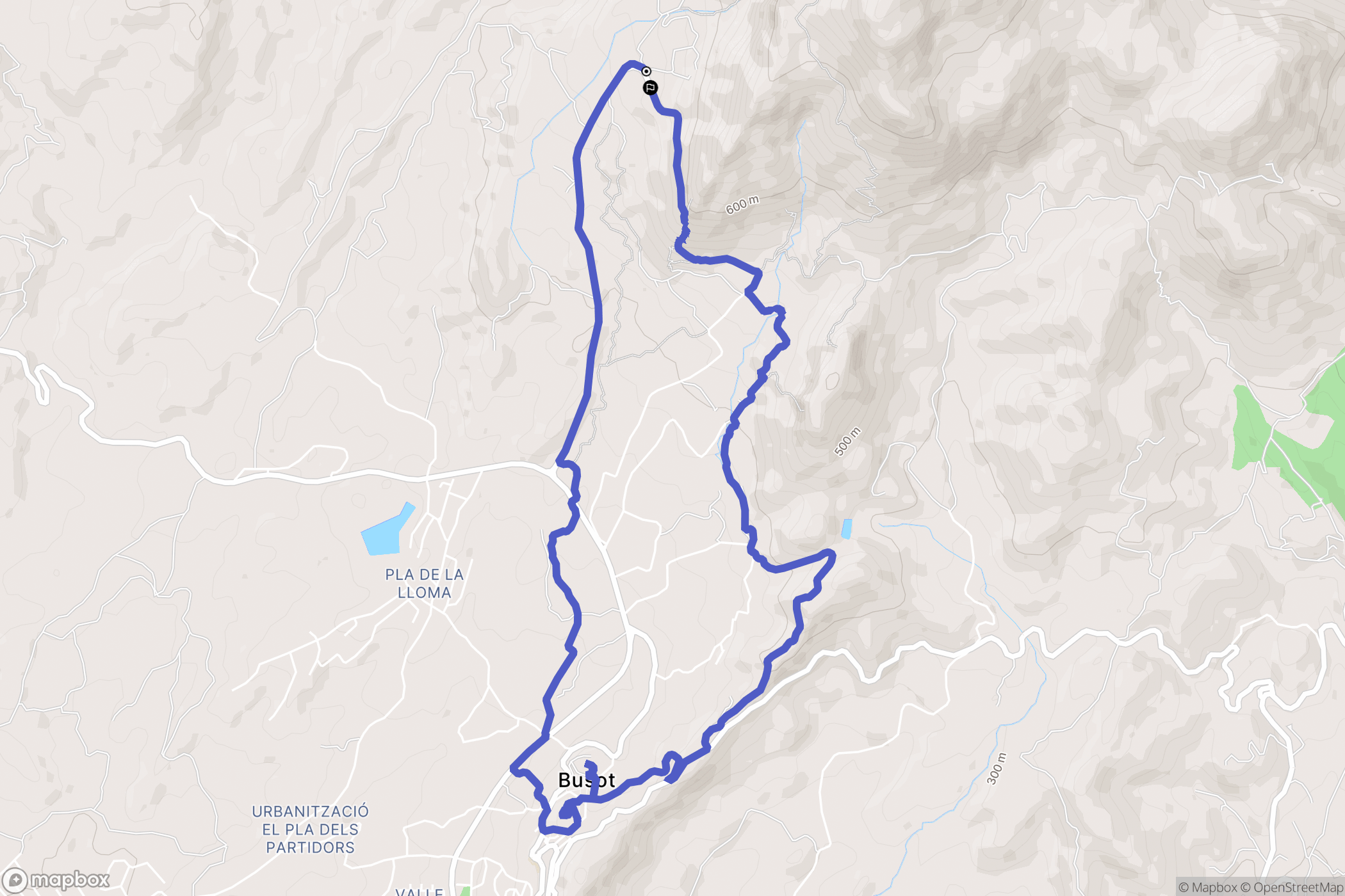 Busot : carte du parcours de randonnée - Spain