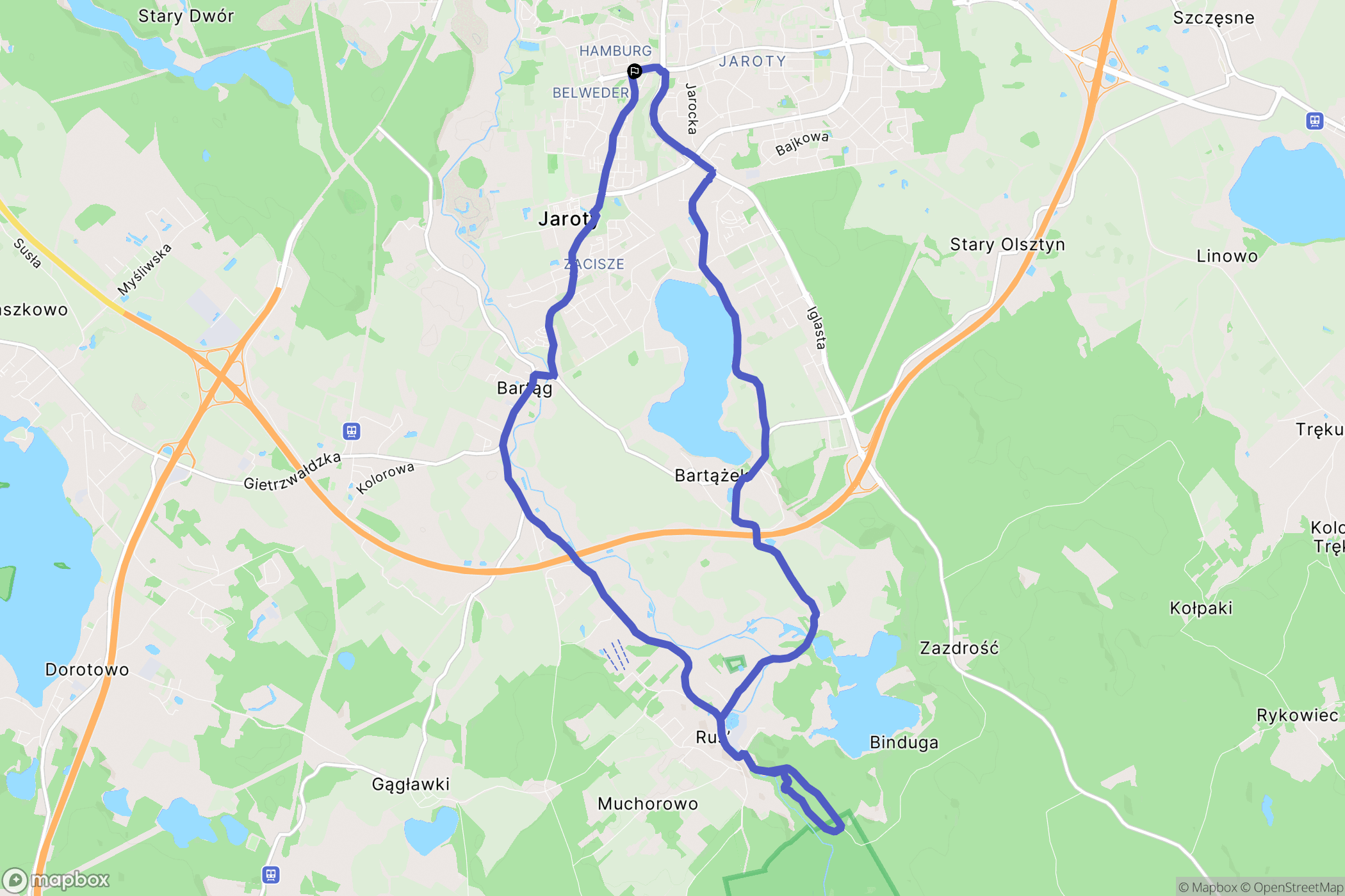 Olsztyn: mapa trasy - Poland
