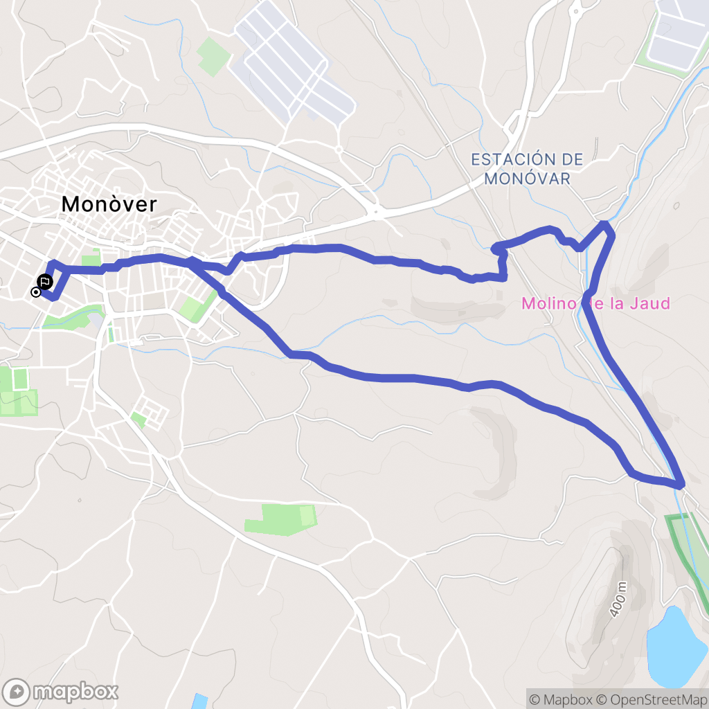Monòver : carte du parcours de randonnée - Spain