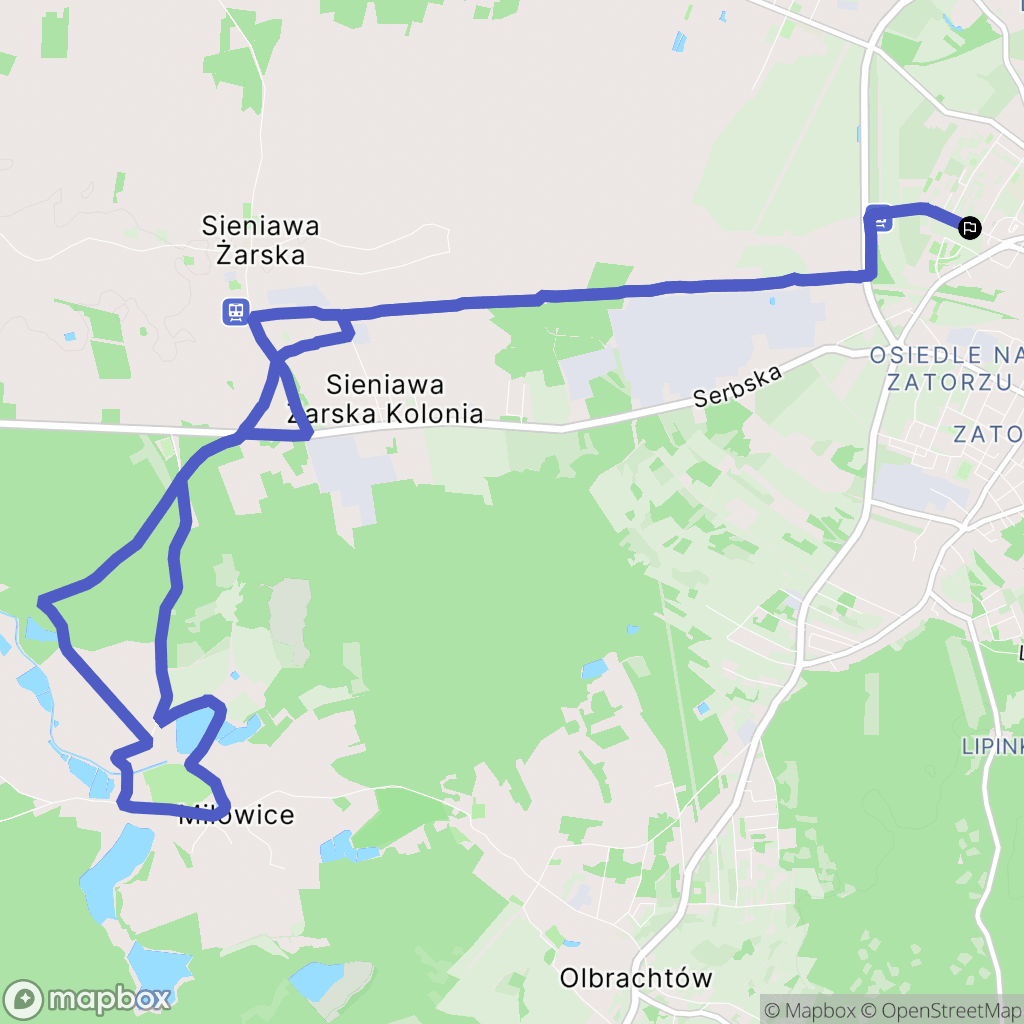 Żary: mapa trasy - Poland