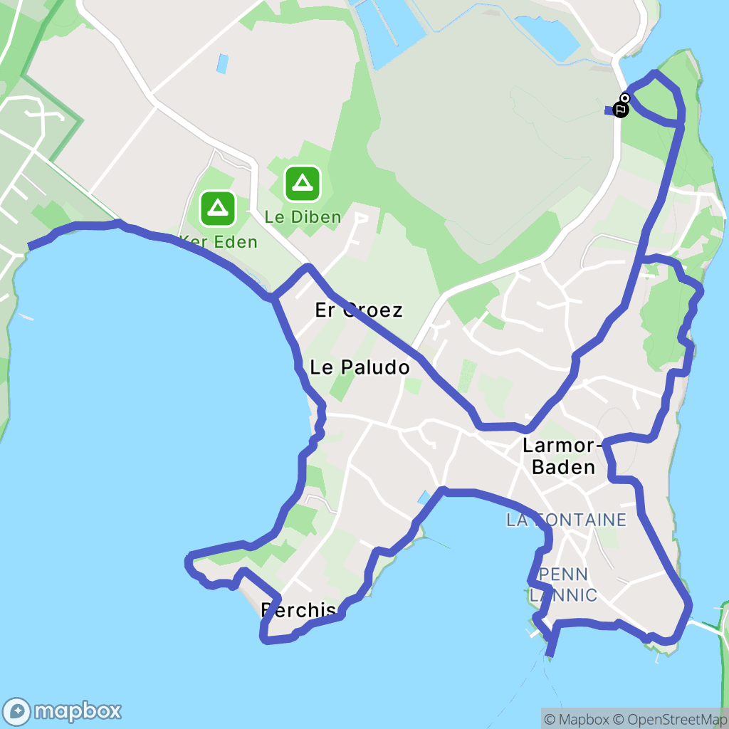 Larmor-Baden : carte du parcours de randonnée - France