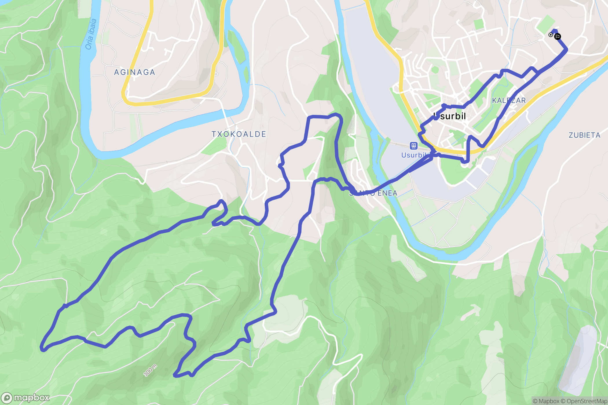 Usurbil : carte du parcours de randonnée - Spain