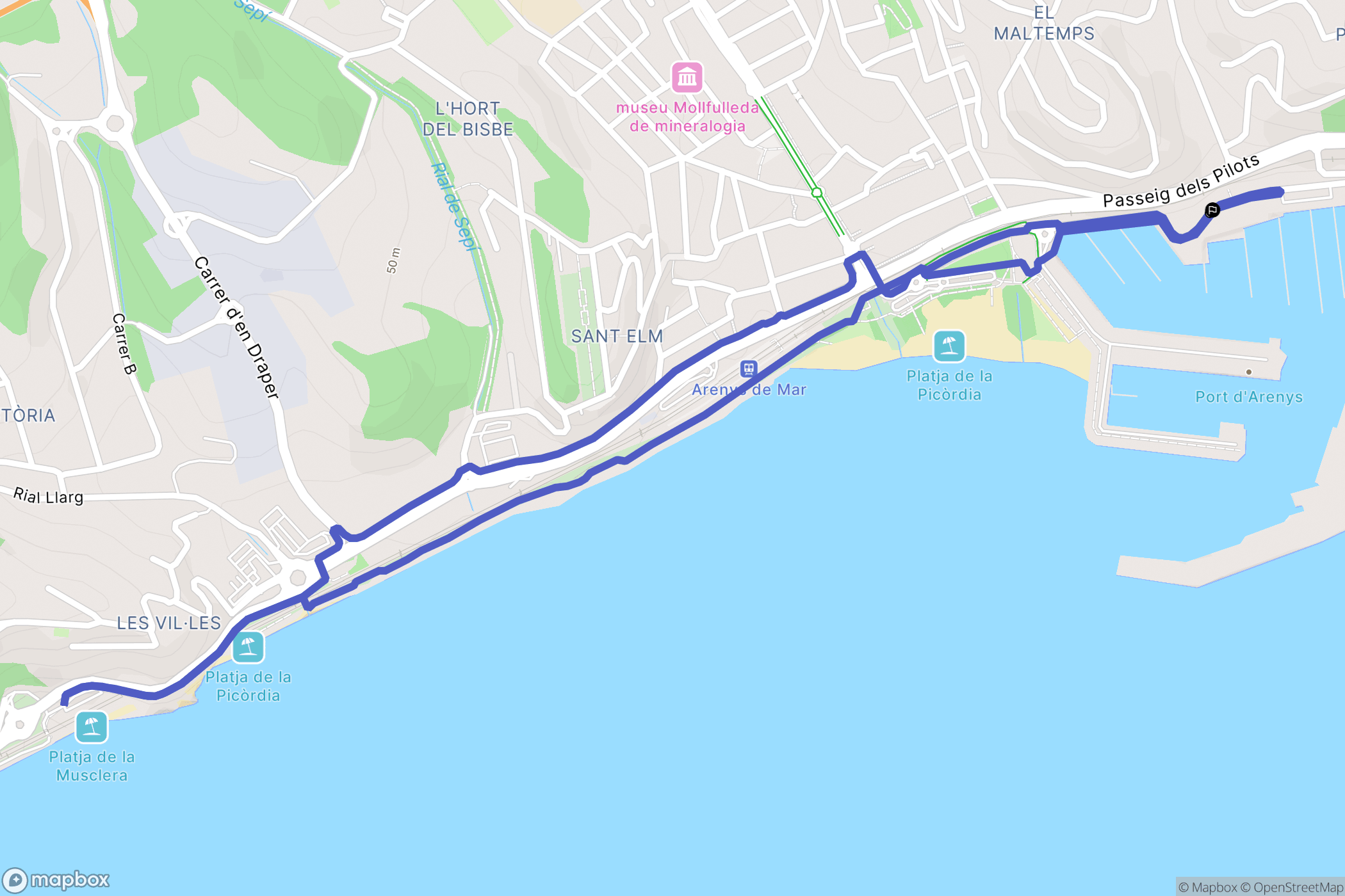 Arenys de Mar : carte du parcours de randonnée - Spain
