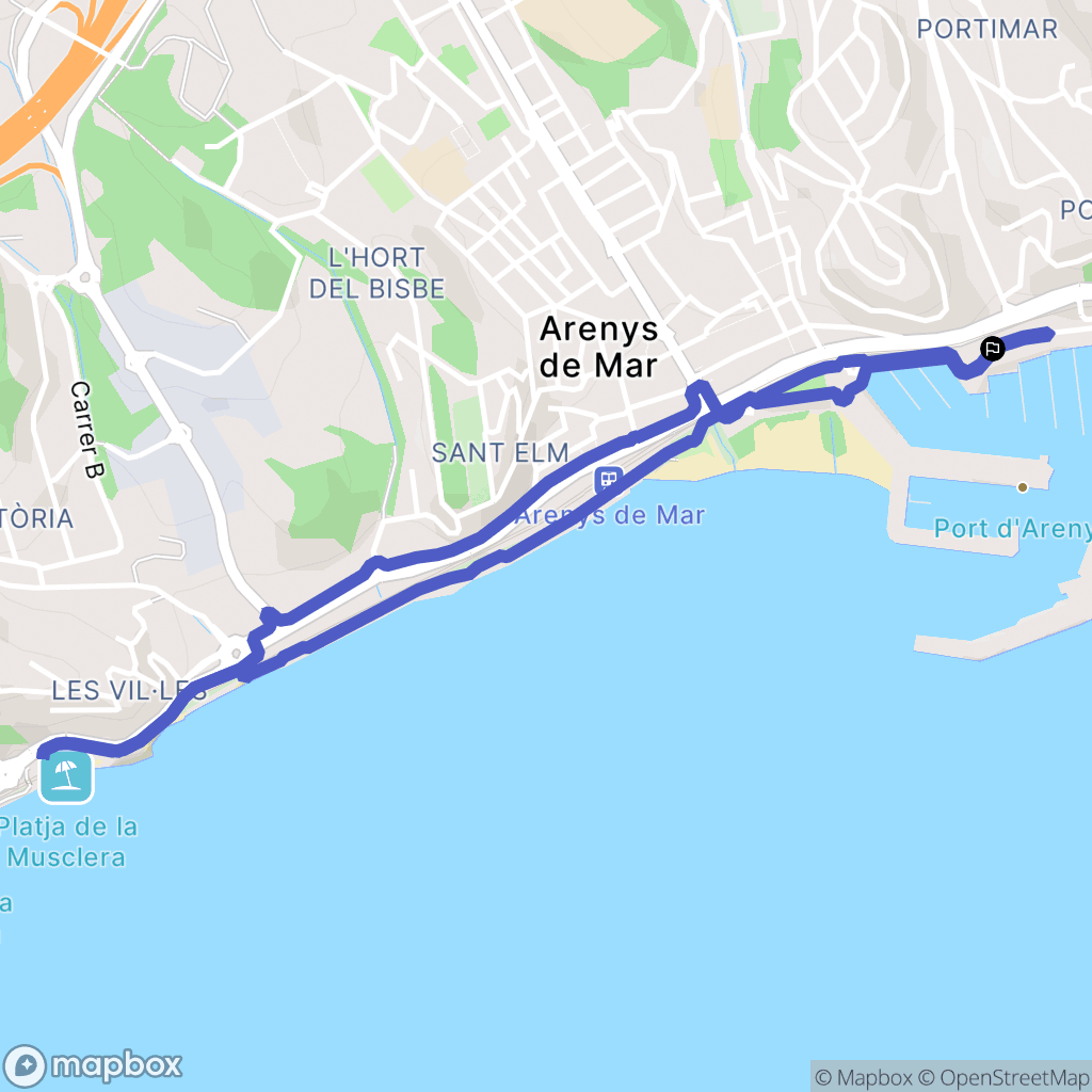 Arenys de Mar : carte du parcours de randonnée - Spain