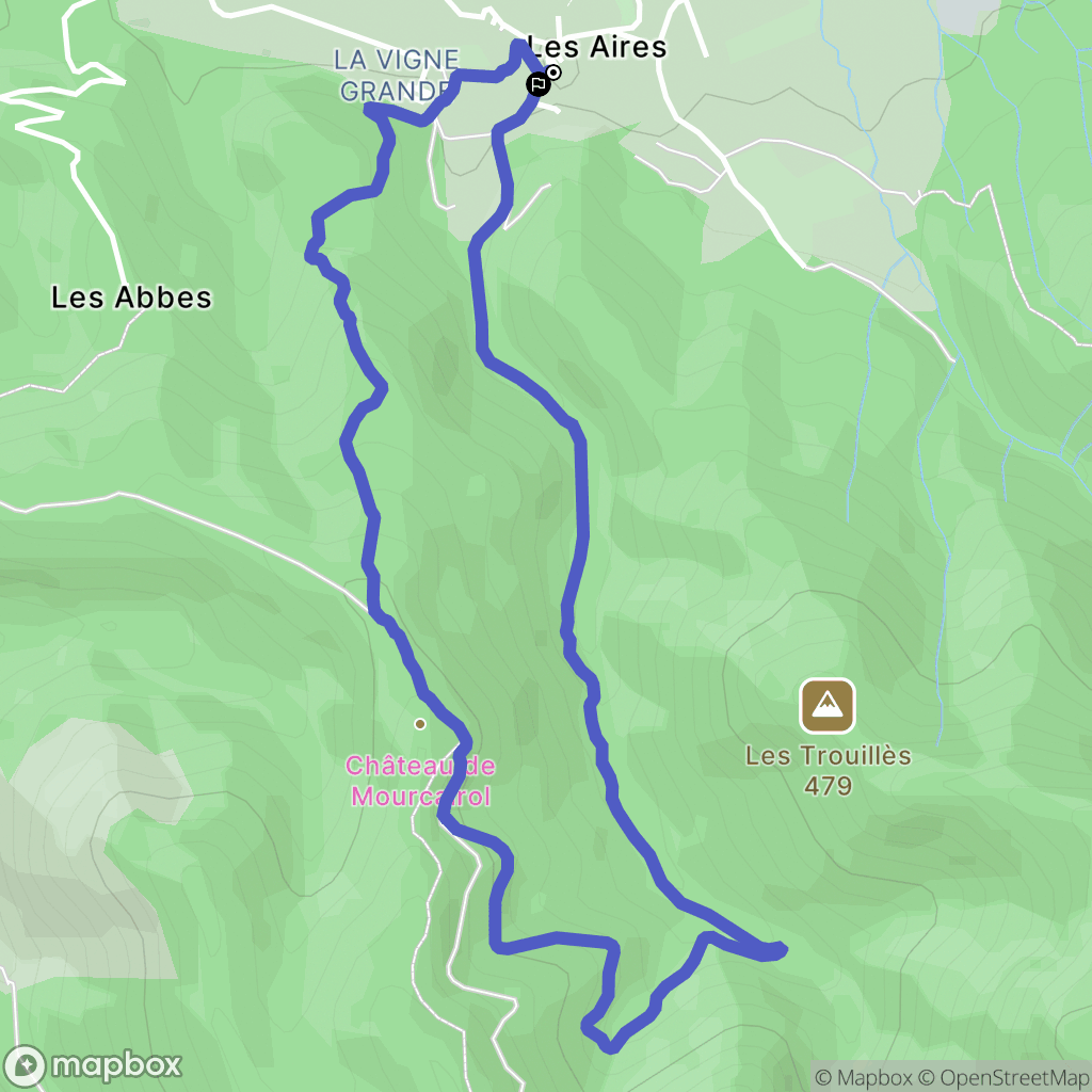 Les Aires : carte du parcours de randonnée - France