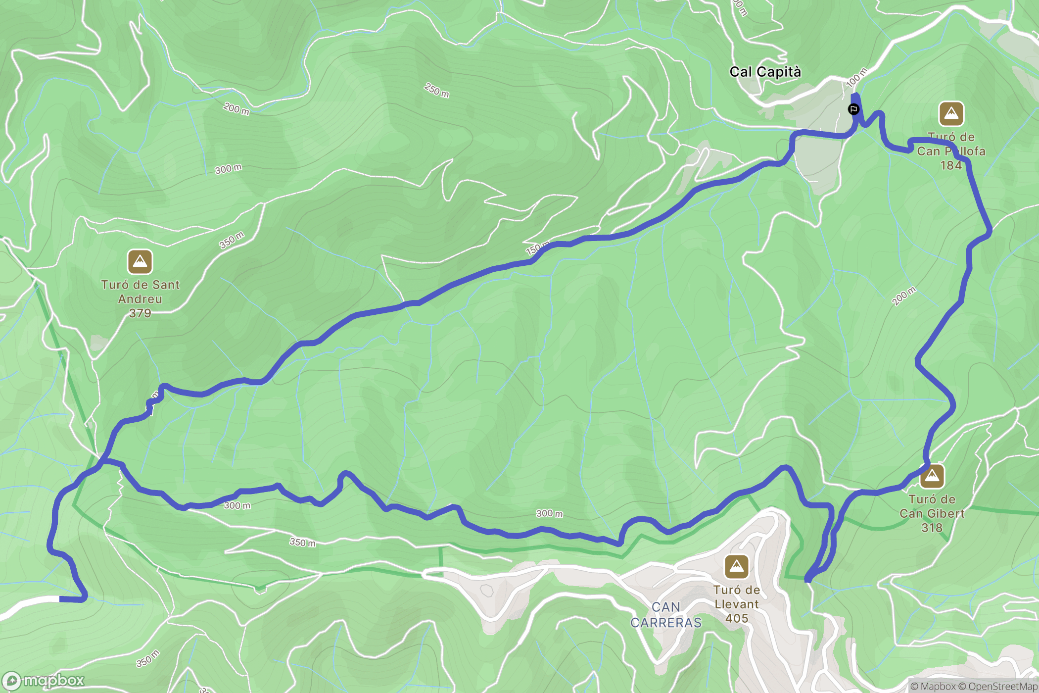 Tordera : carte du parcours de randonnée - Spain