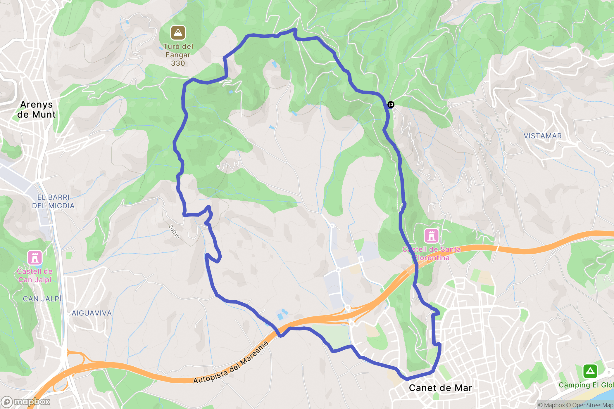 Canet de Mar : carte du parcours de randonnée - Spain