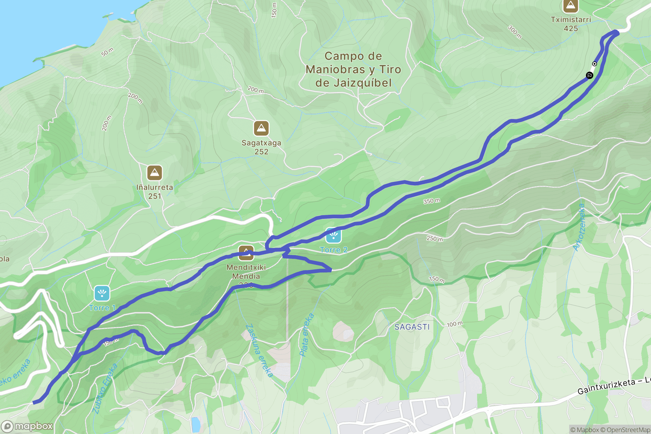 Pasajes : carte du parcours de randonnée - Spain