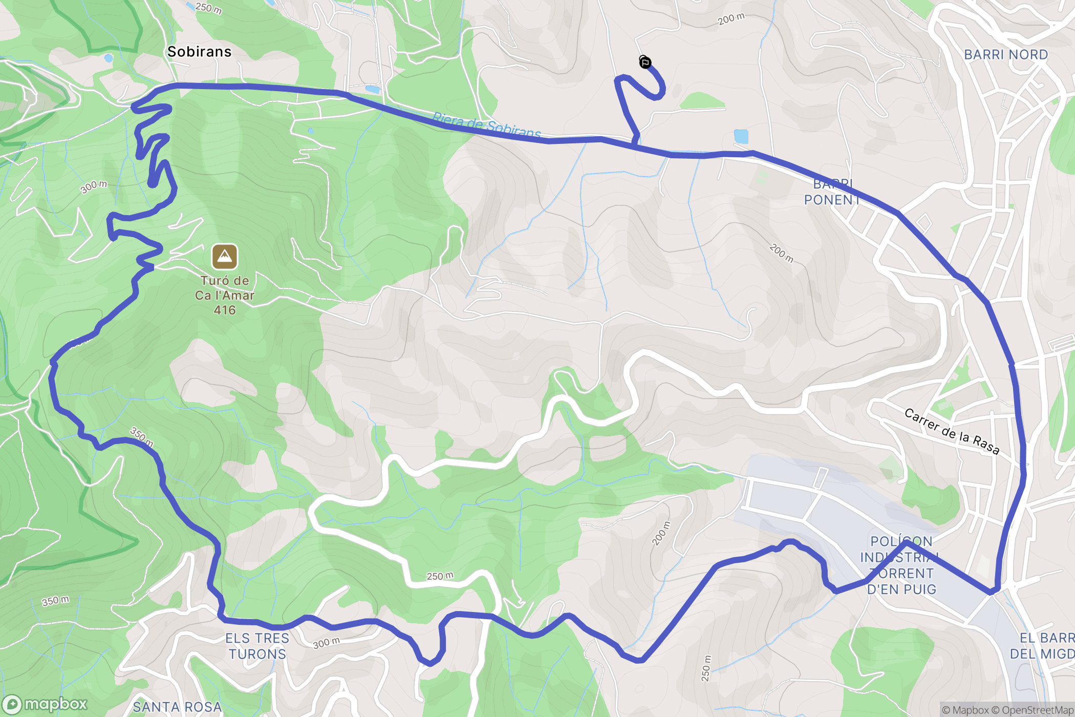 Arenys de Munt : carte du parcours de randonnée - Spain