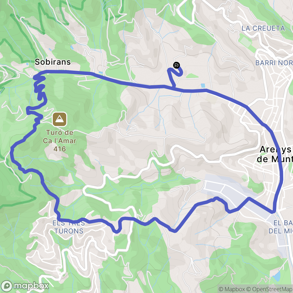 Arenys de Munt : carte du parcours de randonnée - Spain