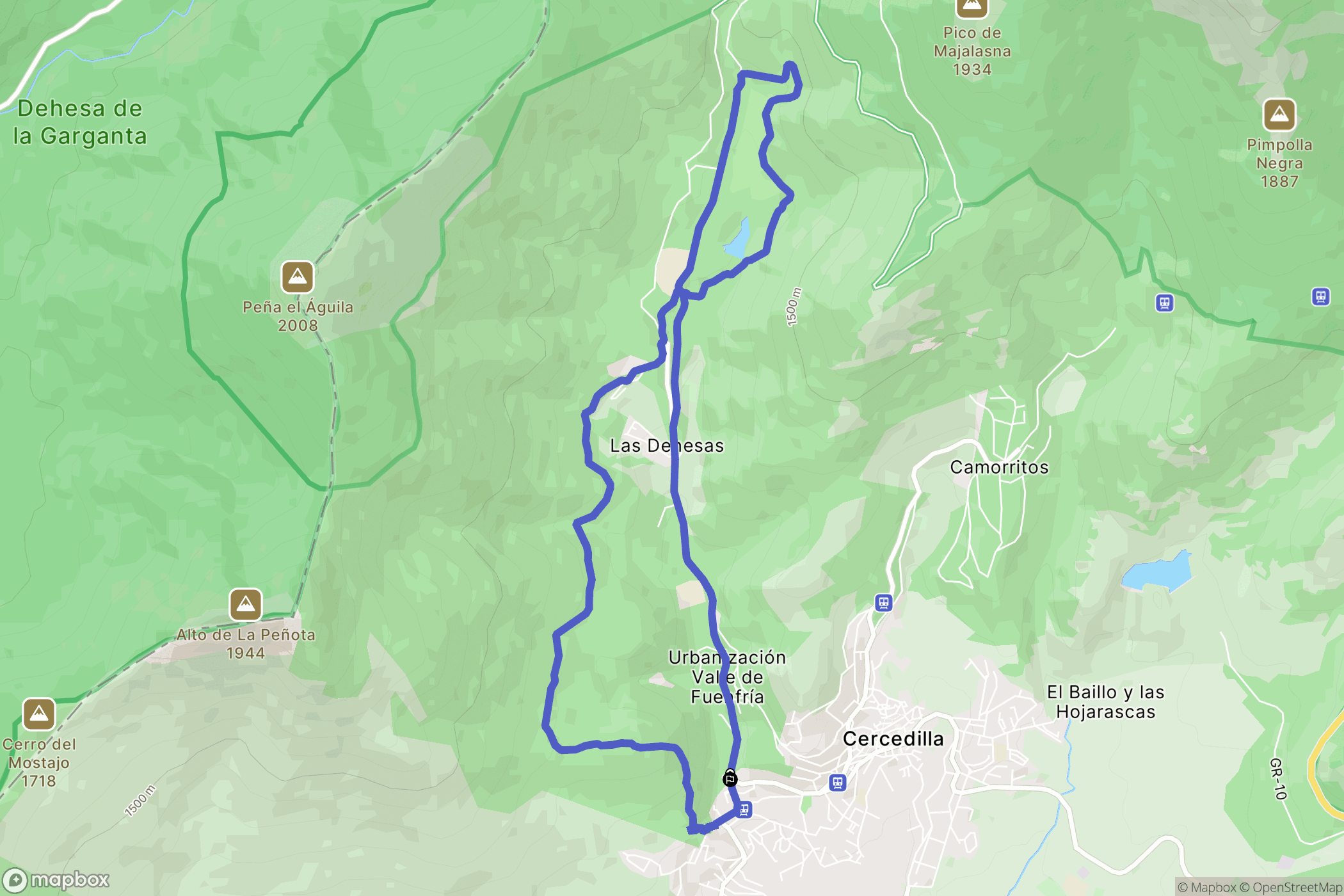 Cercedilla : carte du parcours de randonnée - Spain