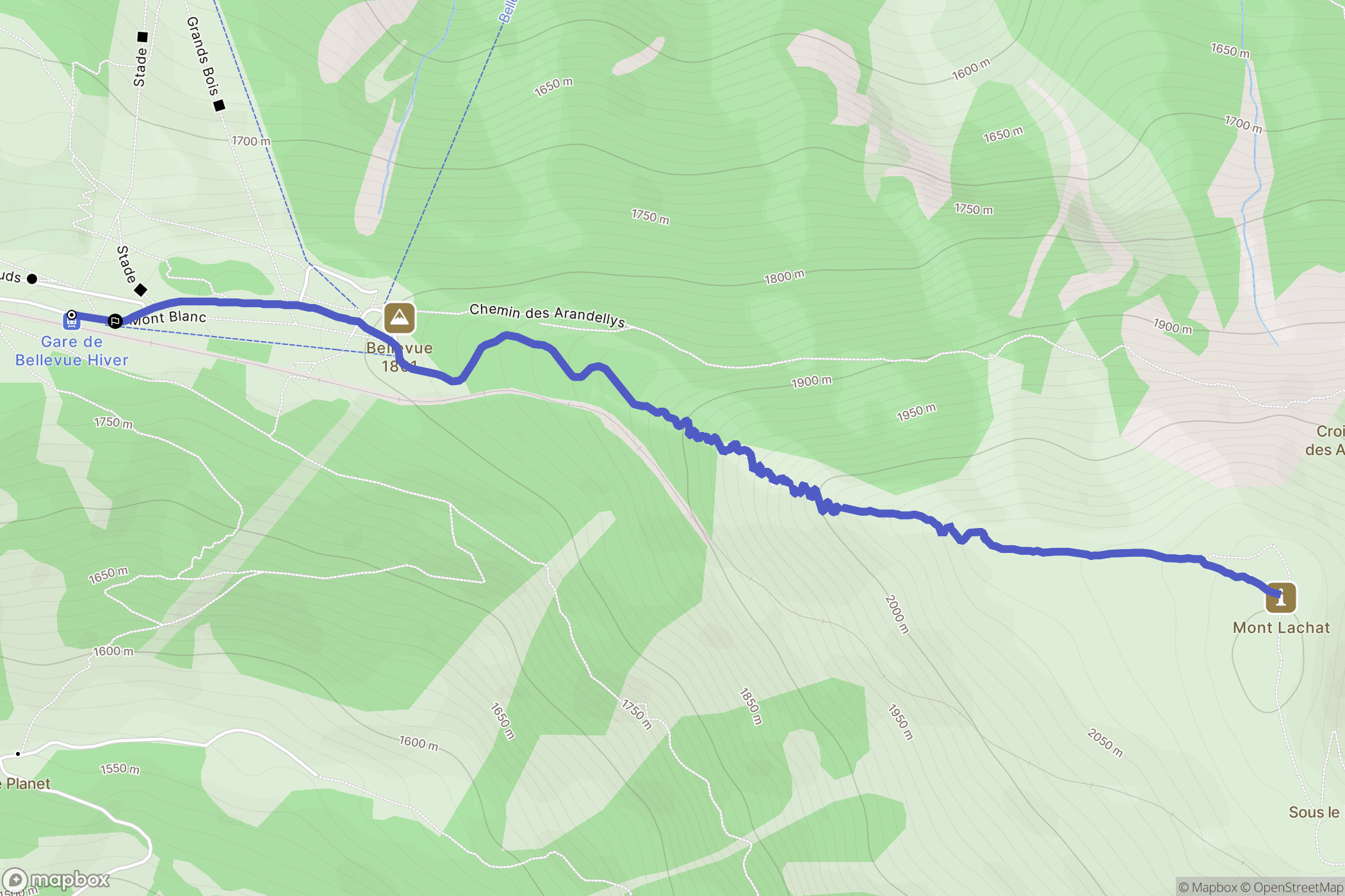 Saint-Gervais-les-Bains : carte du parcours de randonnée - France