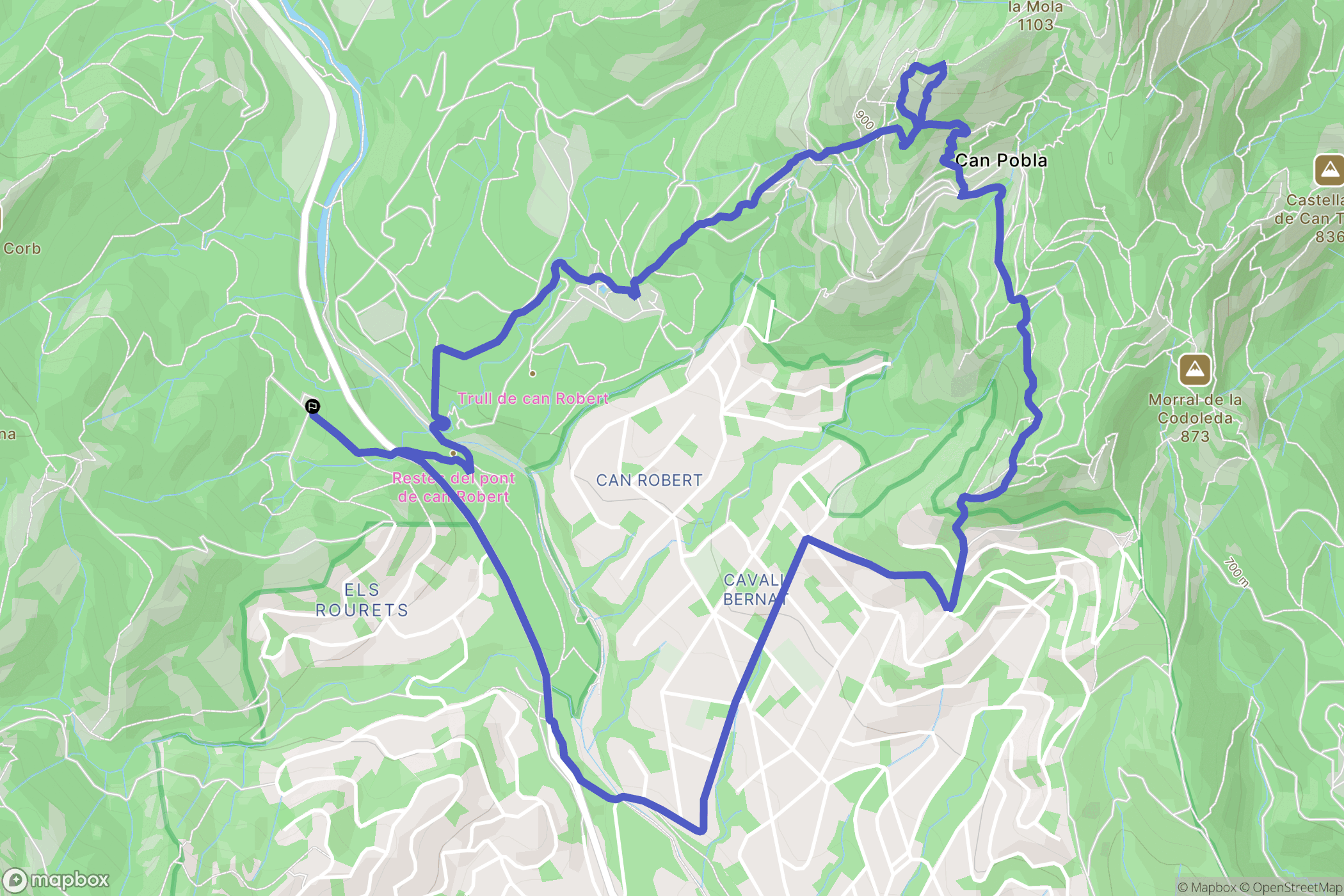 Matadepera : carte du parcours de randonnée - Spain