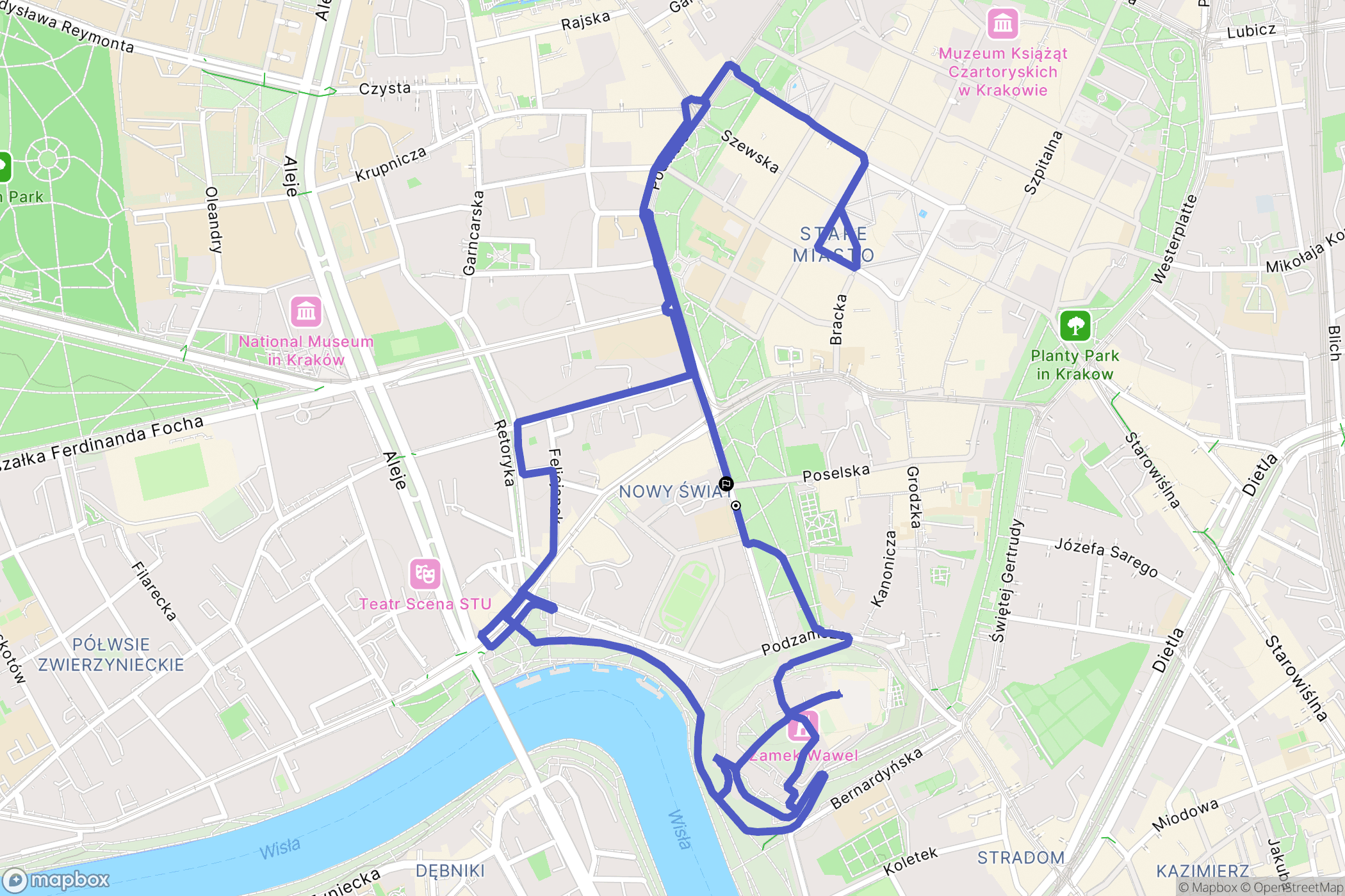 Kraków: mapa trasy - Poland