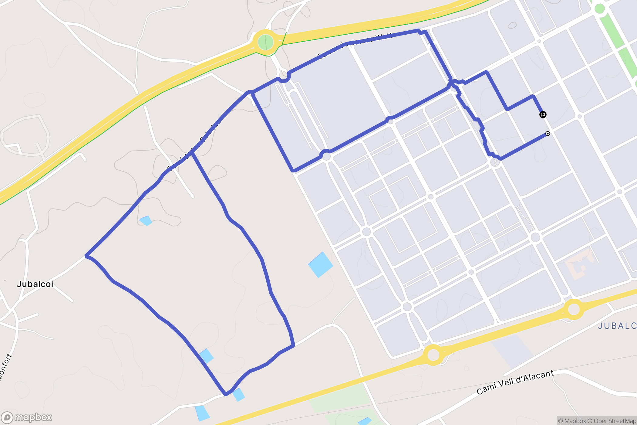 Elche : carte du parcours de randonnée - Spain