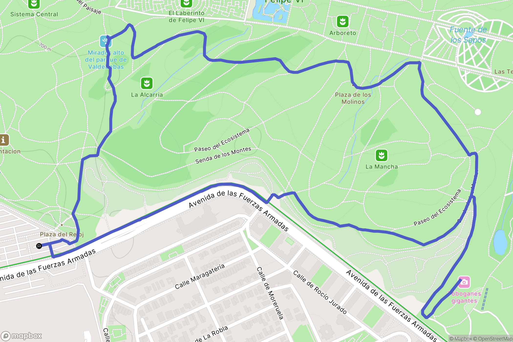 Madrid : carte du parcours de randonnée - Spain
