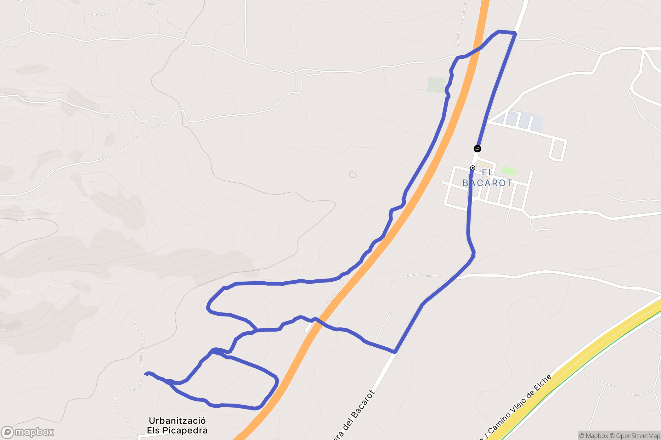 El Bacarot : carte du parcours de randonnée - Spain