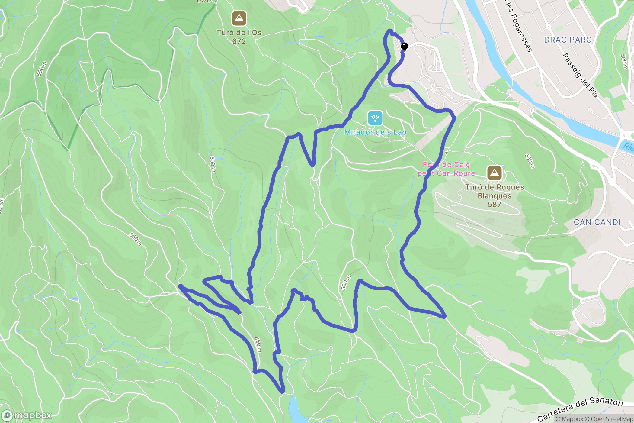 Matadepera : carte du parcours de randonnée - Spain