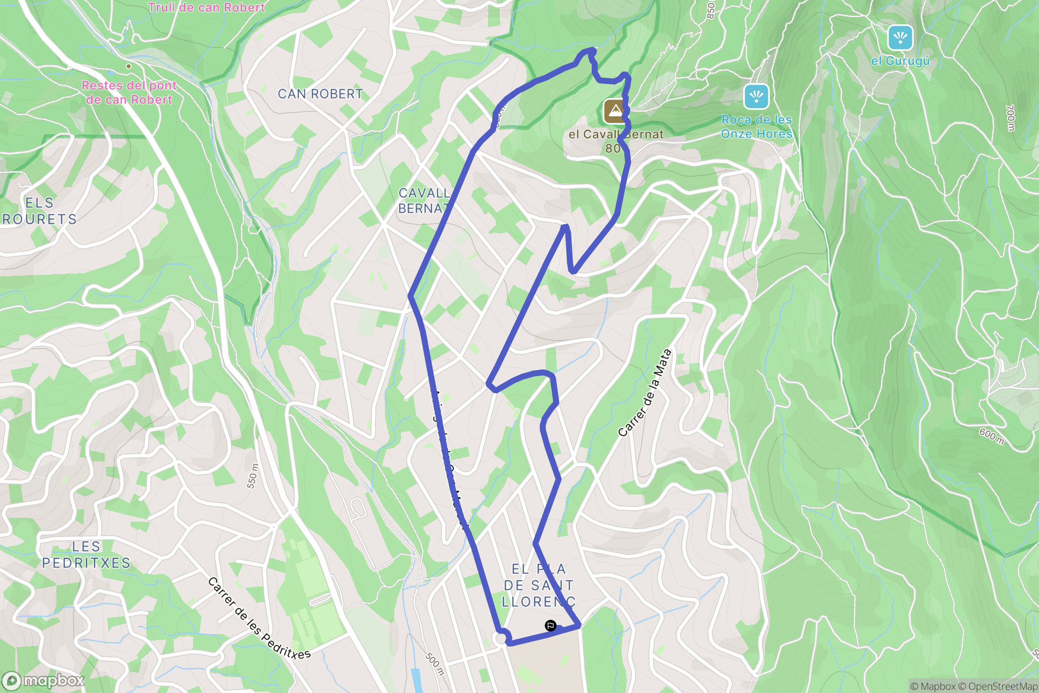 Matadepera : carte du parcours de randonnée - Spain