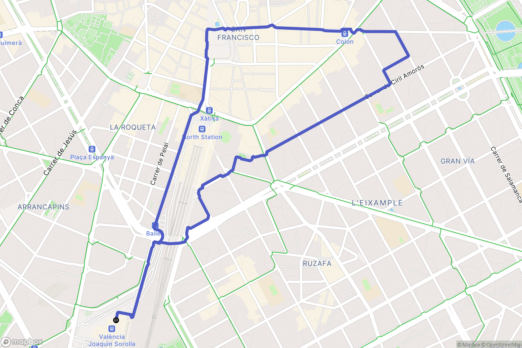 València : carte du parcours de randonnée - Spain