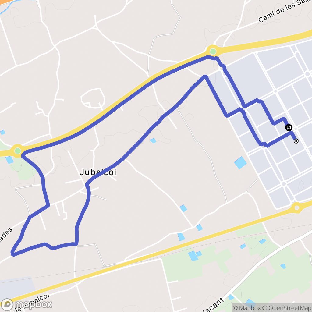 Elche : carte du parcours de randonnée - Spain