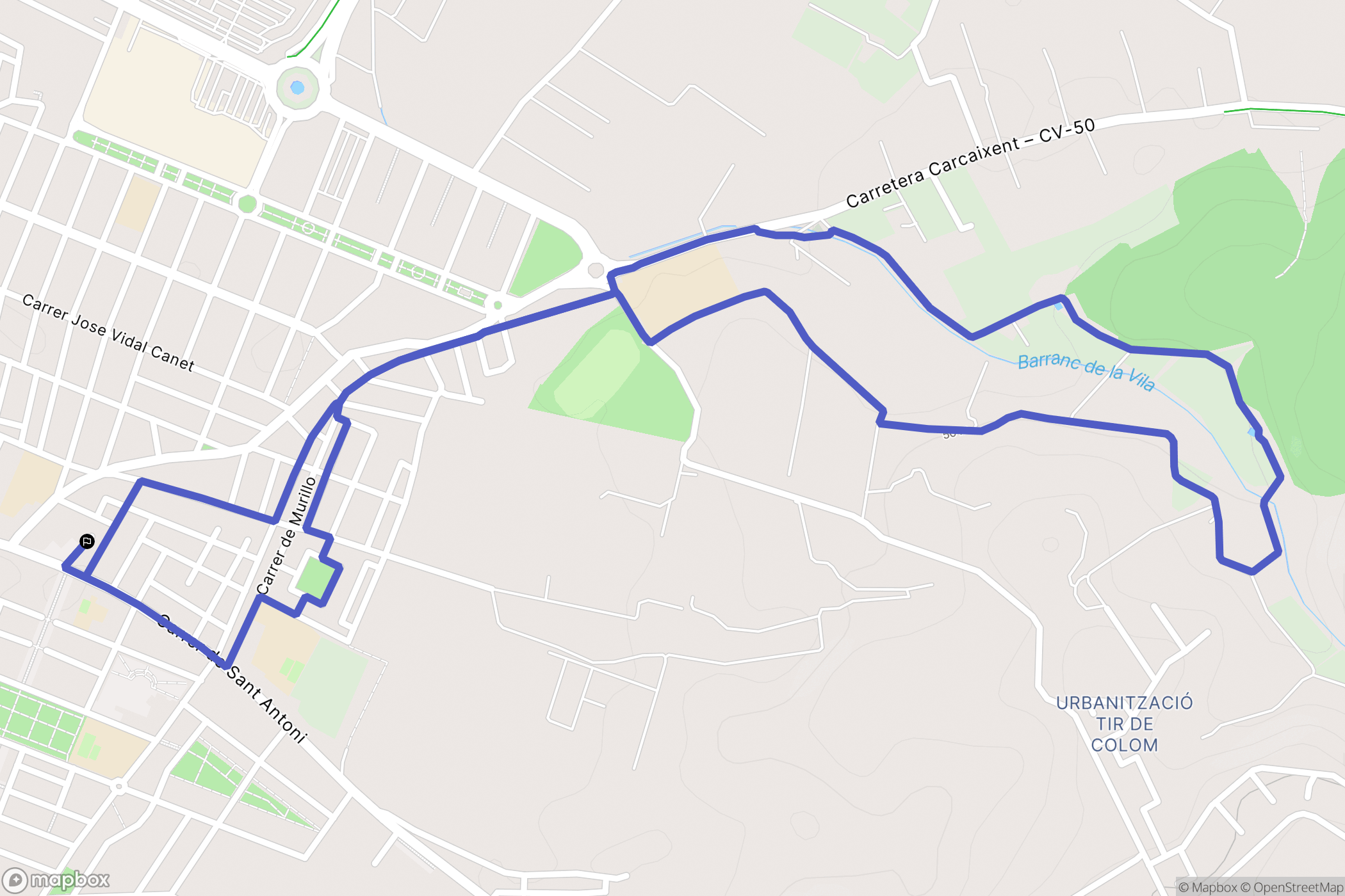 Carcaixent : carte du parcours de randonnée - Spain