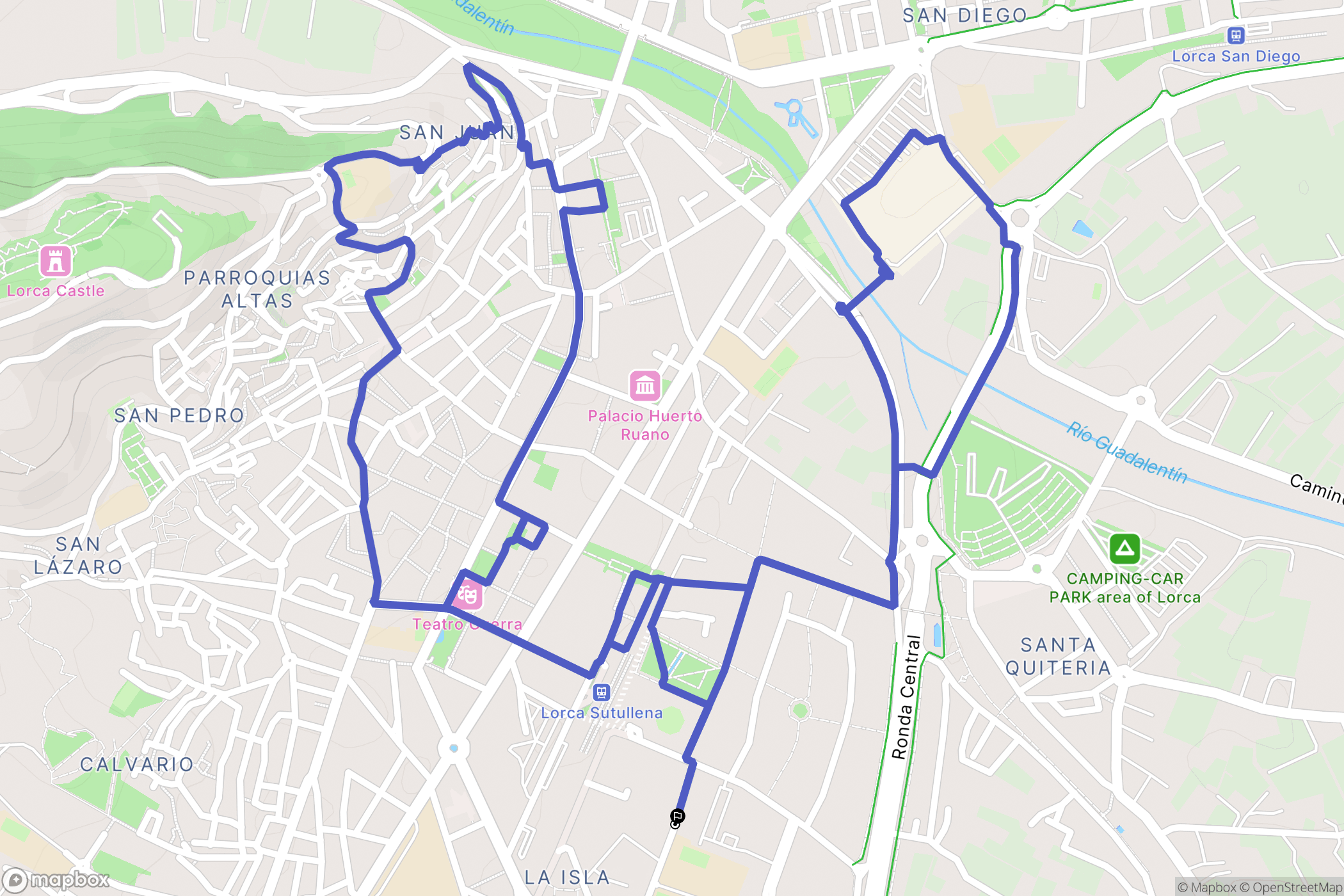 Lorca : carte du parcours de randonnée - Spain