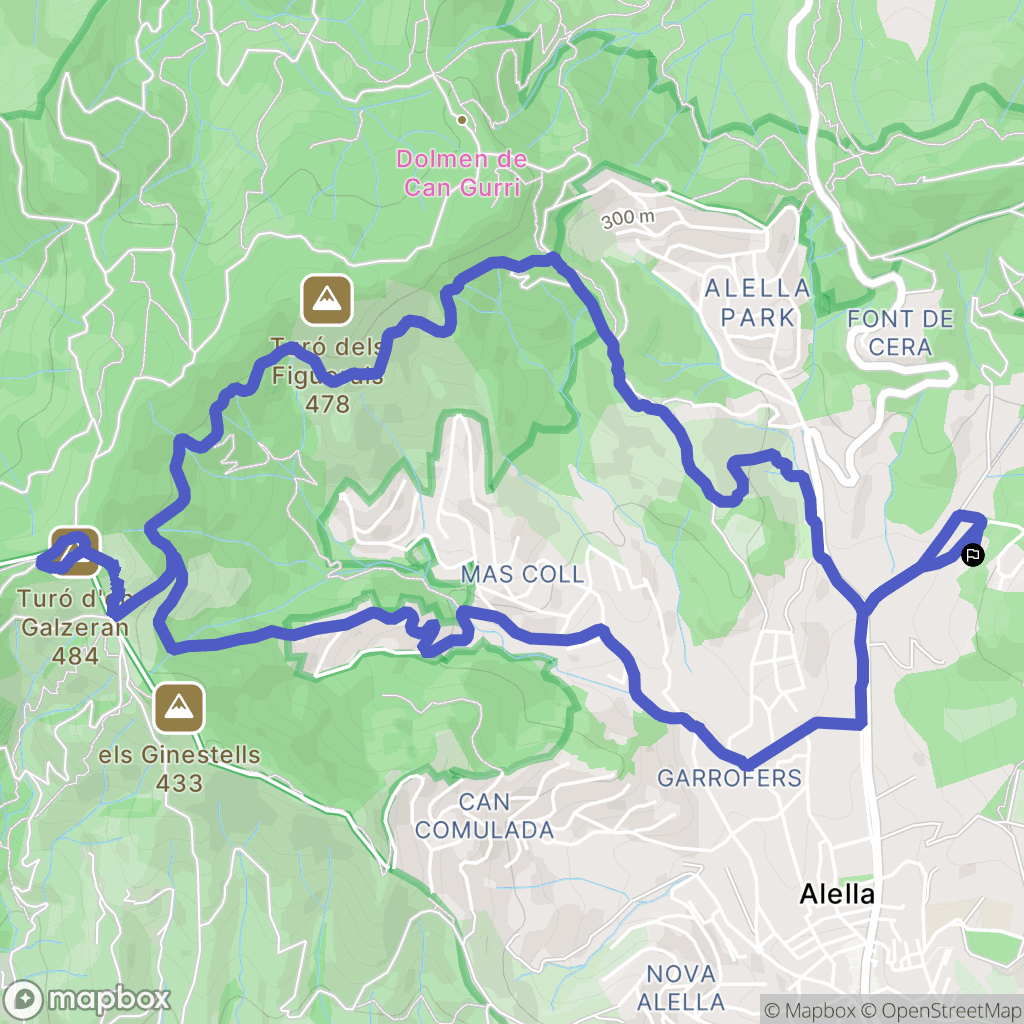 Alella : carte du parcours de randonnée - Spain