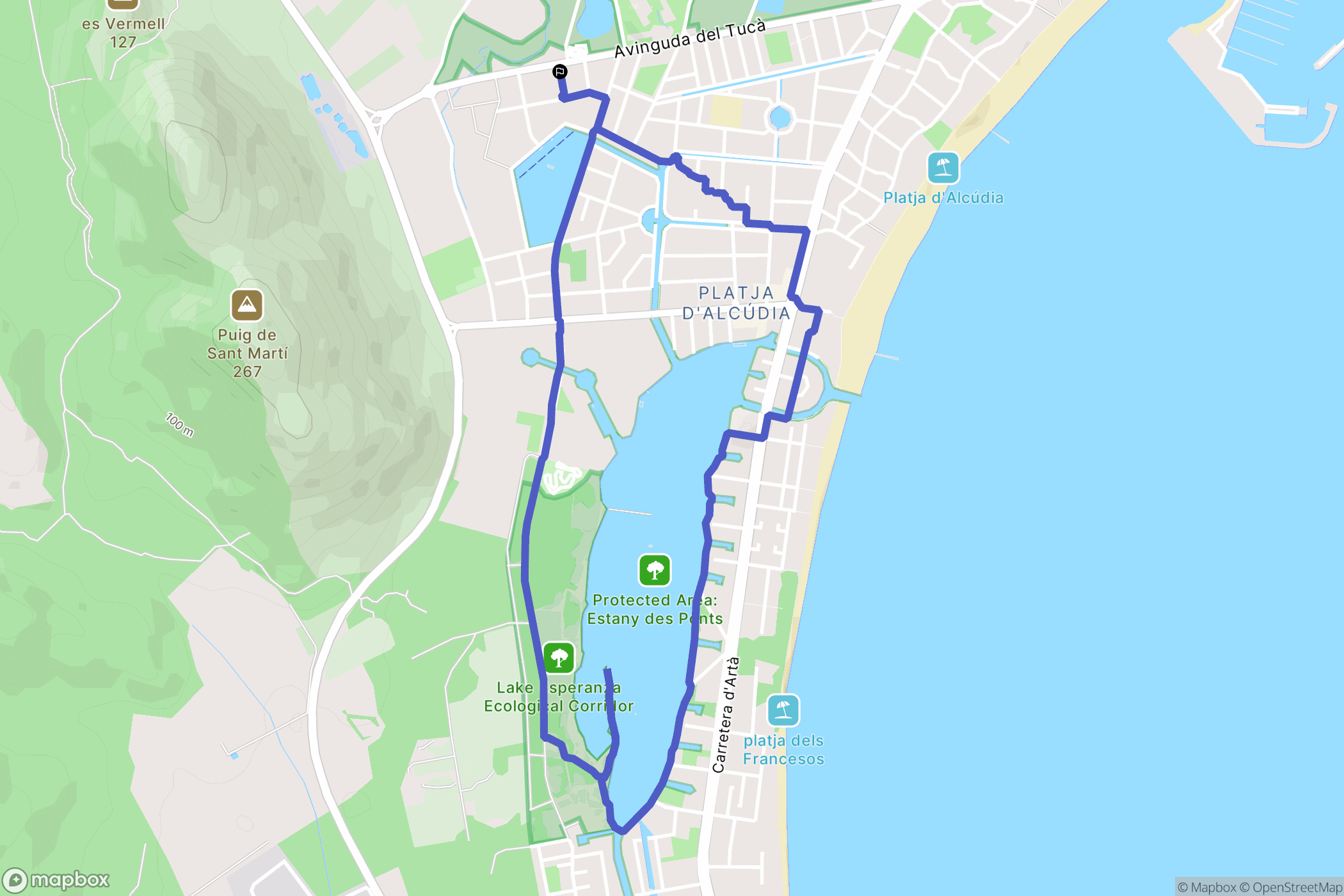 Platja d'Alcúdia : carte du parcours de randonnée - Spain