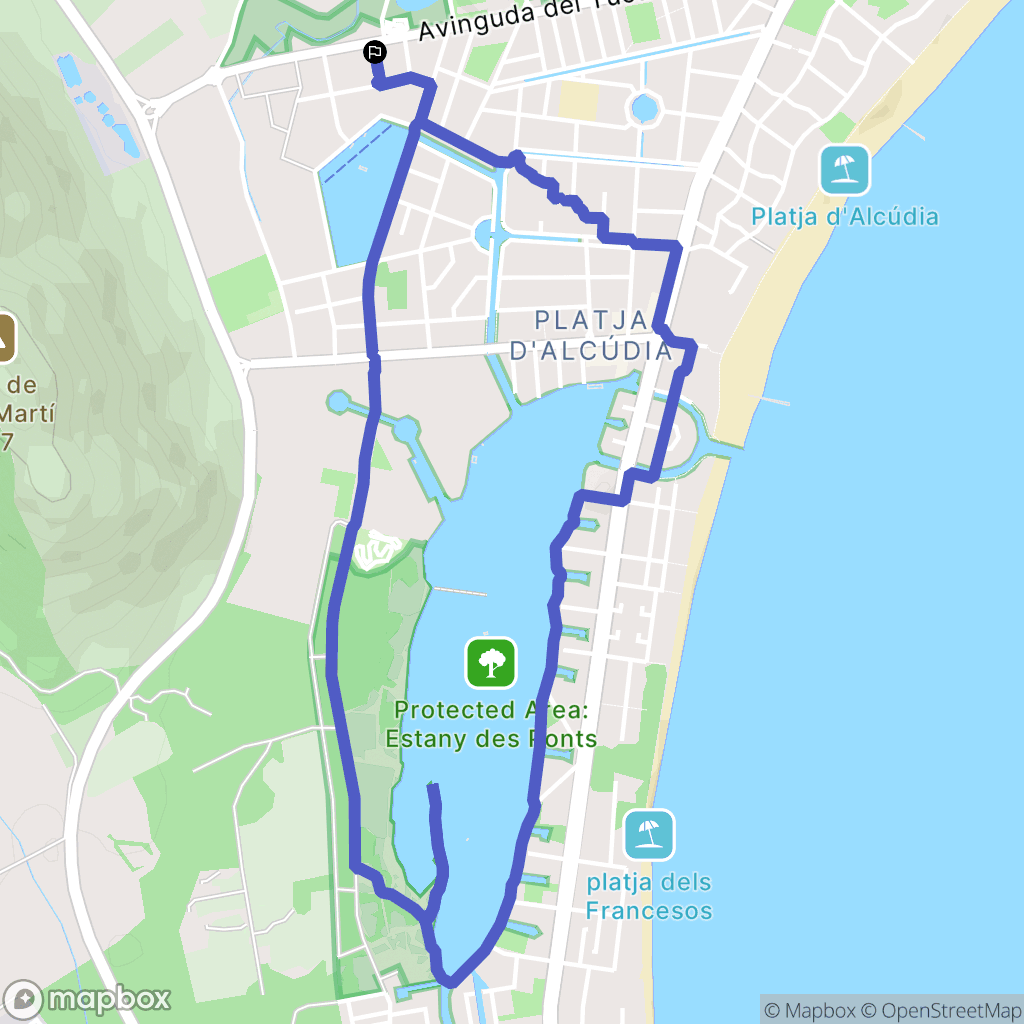 Platja d'Alcúdia : carte du parcours de randonnée - Spain