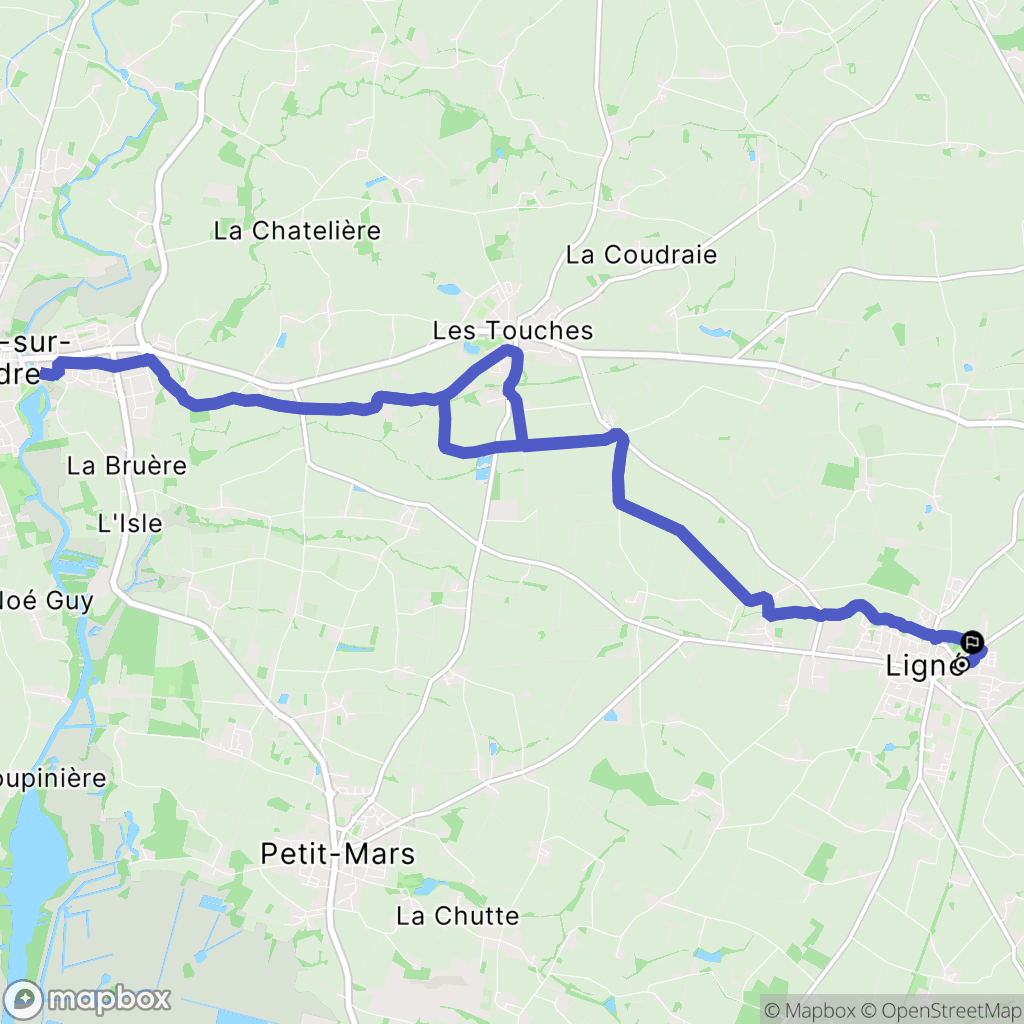 Ligné : carte du parcours de randonnée - France